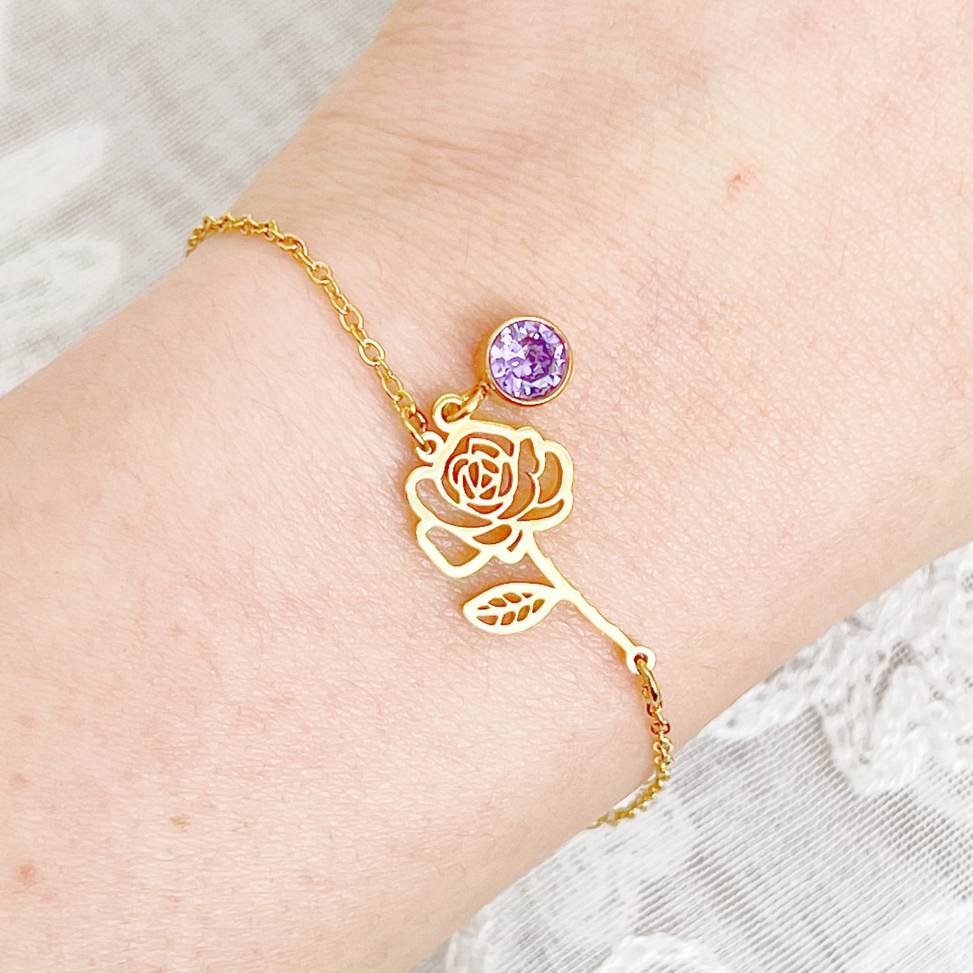 June Birth Flower Rose Bracelet-Ninaouity