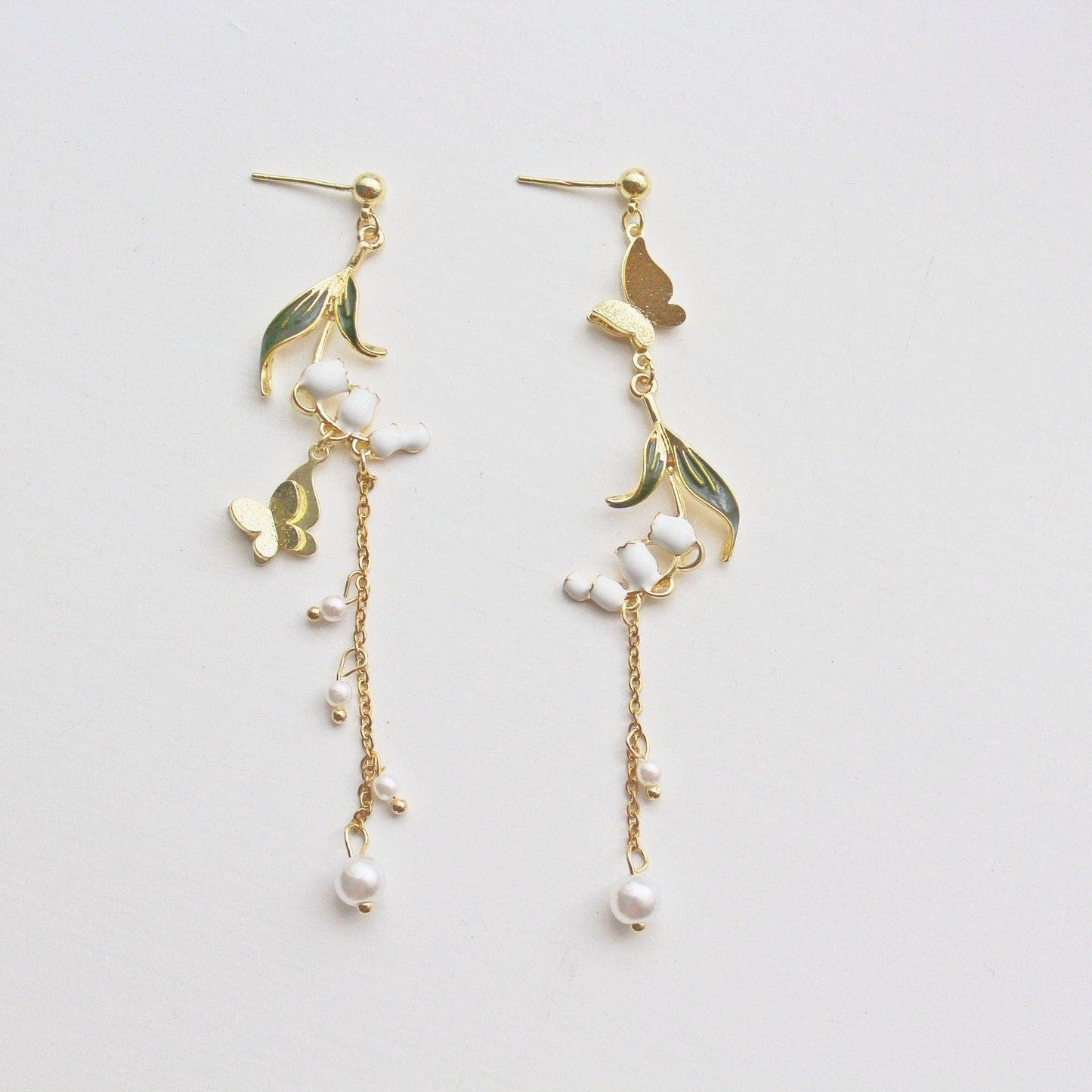 Lily of the Valley Earrings - May Birth Flower Dangle and Drop Earrings-Ninaouity