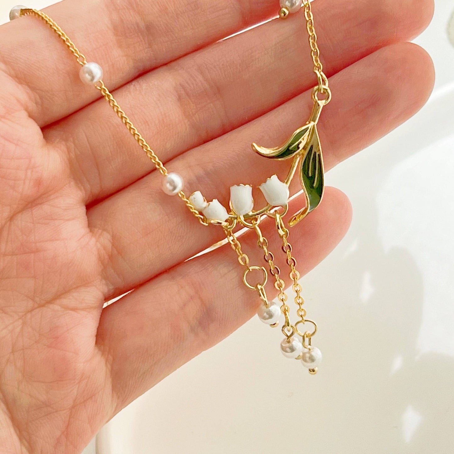 Lily of the Valley Necklace - May Birth Flower Necklace-Ninaouity