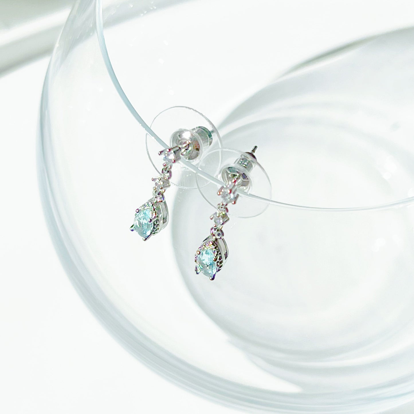 Little Blue Teardrop Crystal Earrings-Ninaouity