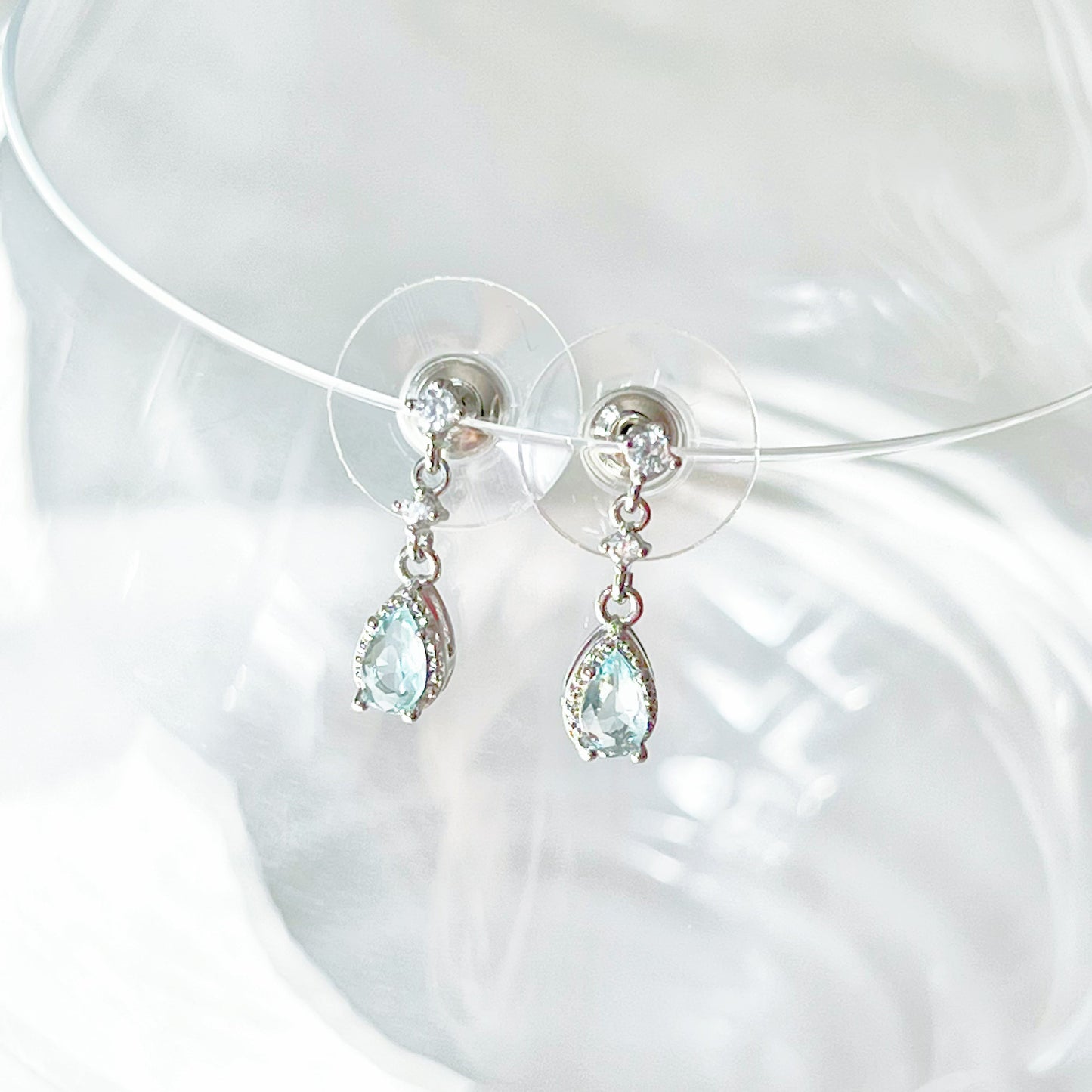 Little Blue Teardrop Crystal Earrings-Ninaouity