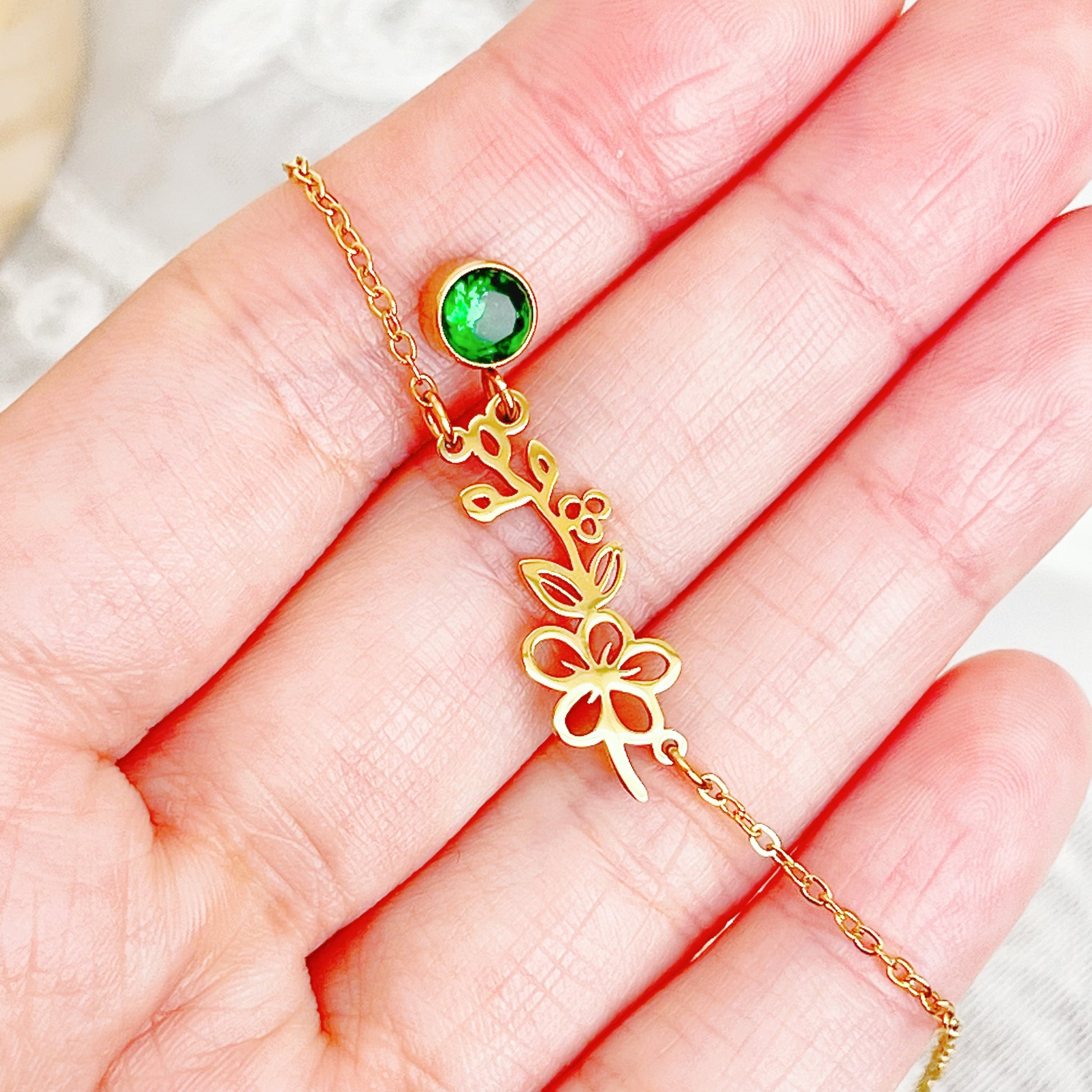 May Birth Flower Hawthorn Bracelet-Ninaouity