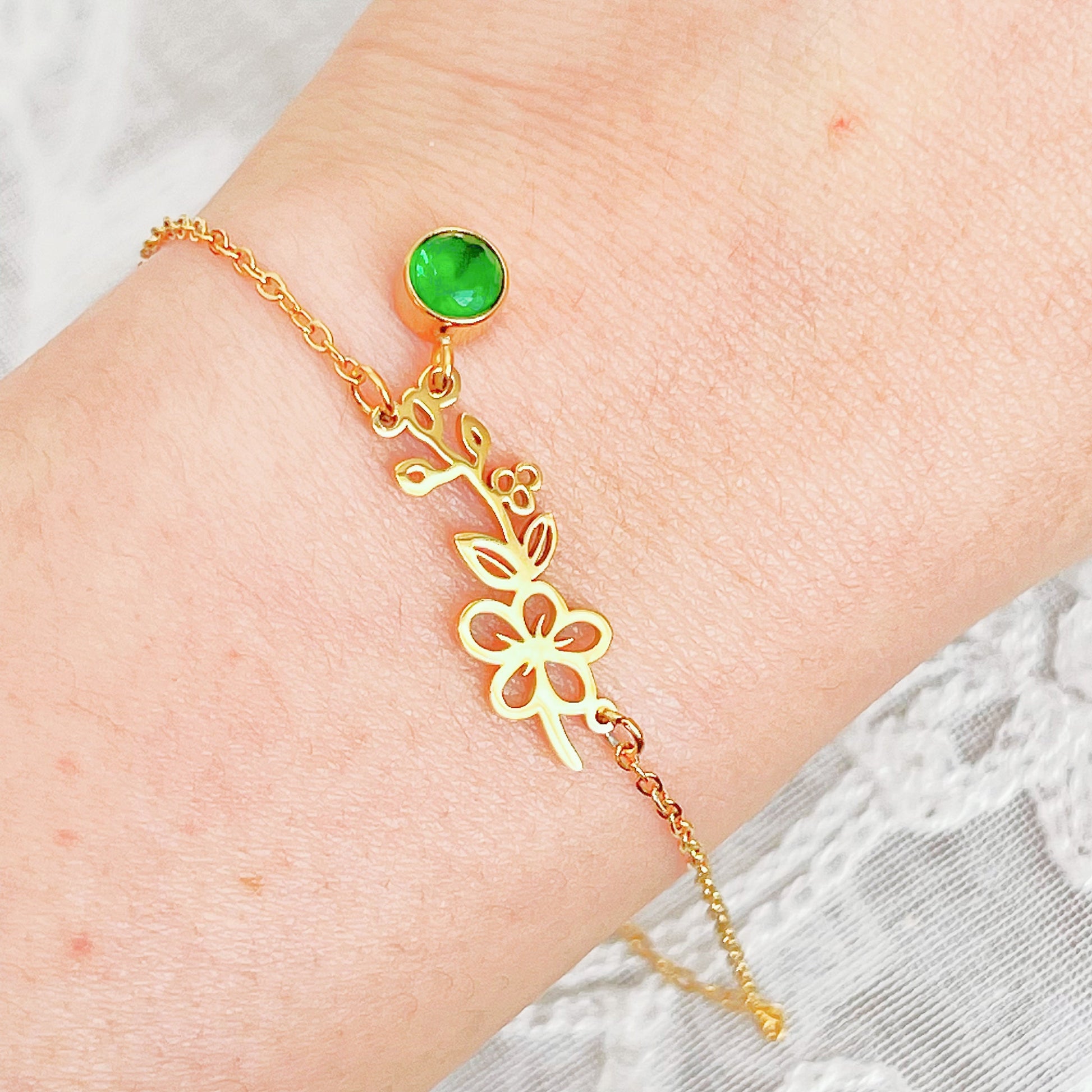 May Birth Flower Hawthorn Bracelet-Ninaouity