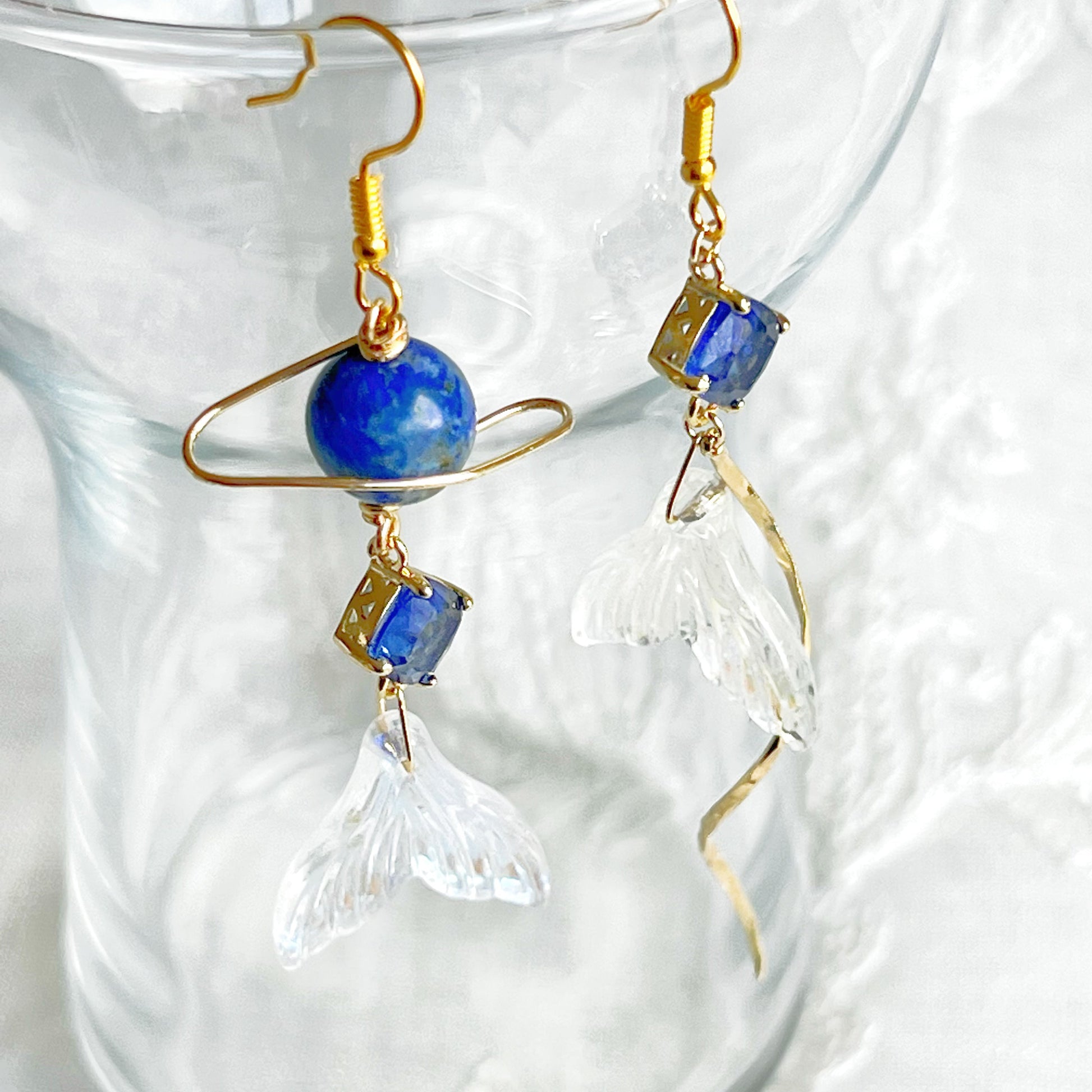 Mermaid Tail and Blue Planet Earrings-Ninaouity