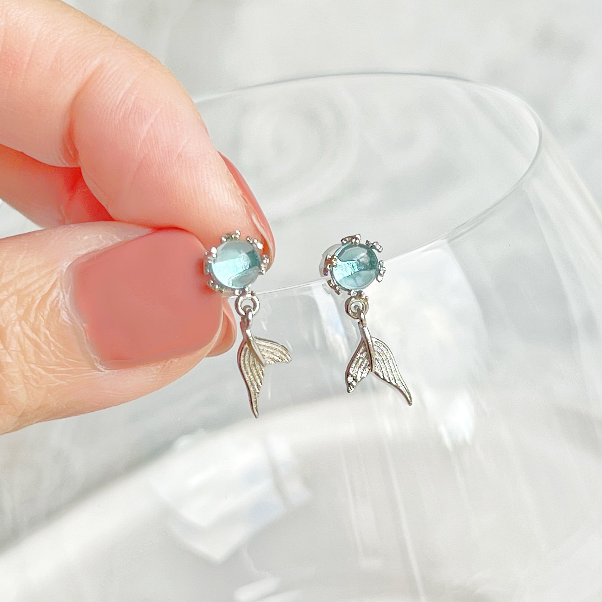 Mermaid Tail Sterling Silver Earrings-Ninaouity