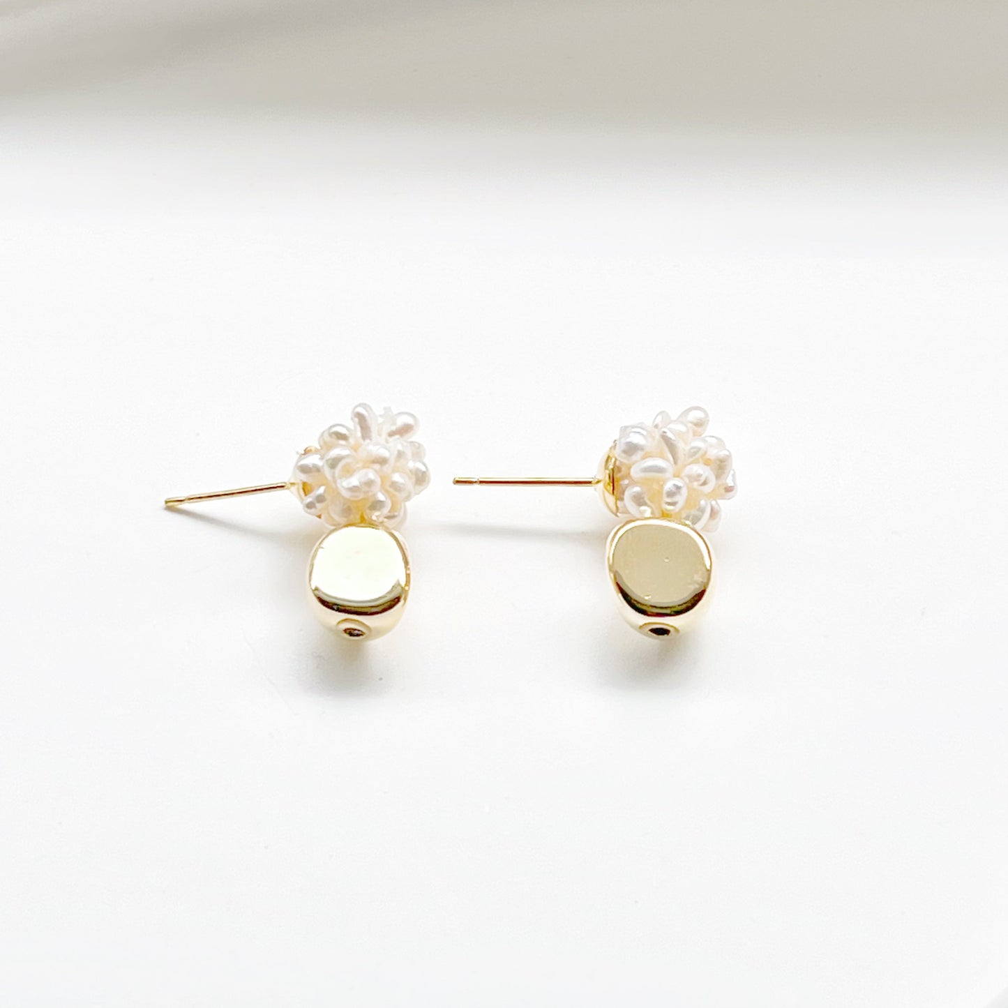 Mini Baroque Pearl with Gold Bead Earrings-Ninaouity