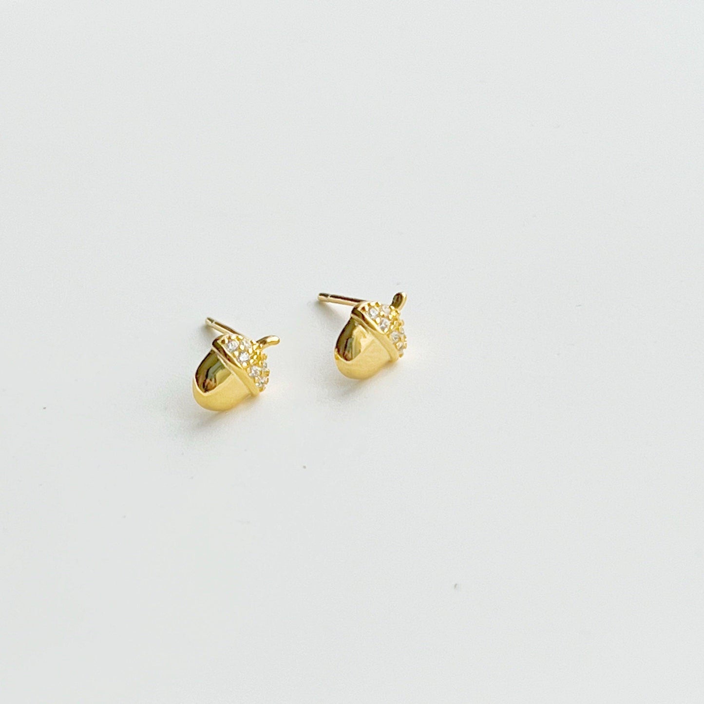 Mini Golden Nuts Earrings - Tiny Size Sterling Silver Stud Earrings-Ninaouity