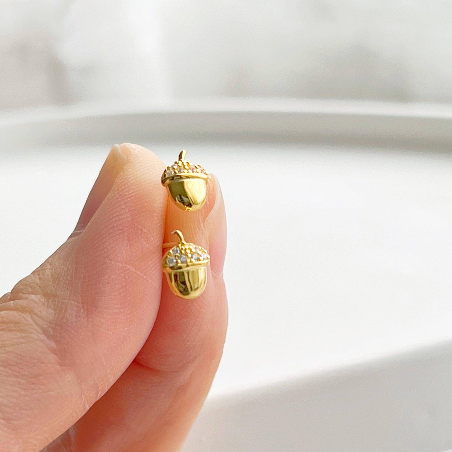 Mini Golden Nuts Earrings - Tiny Size Sterling Silver Stud Earrings-Ninaouity