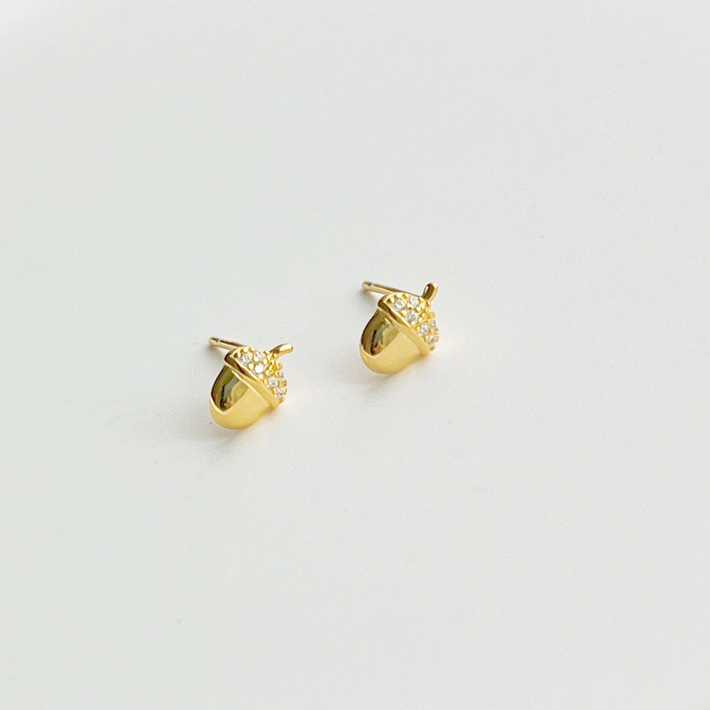 Mini Golden Nuts Earrings - Tiny Size Sterling Silver Stud Earrings-Ninaouity