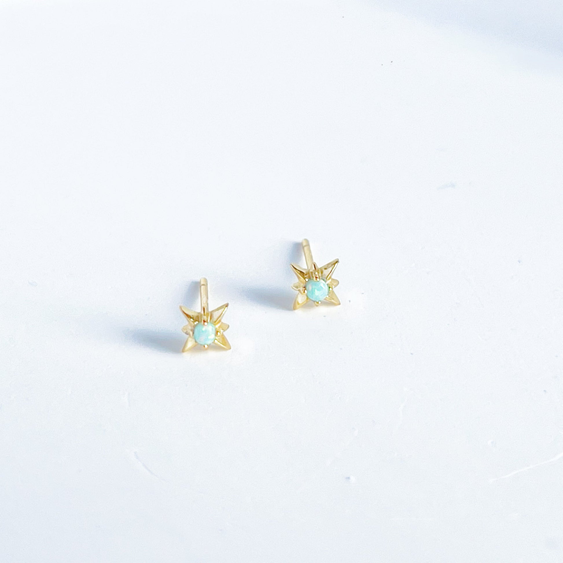 Mini Opal North Star Stud Earrings - October Birthstone-Ninaouity