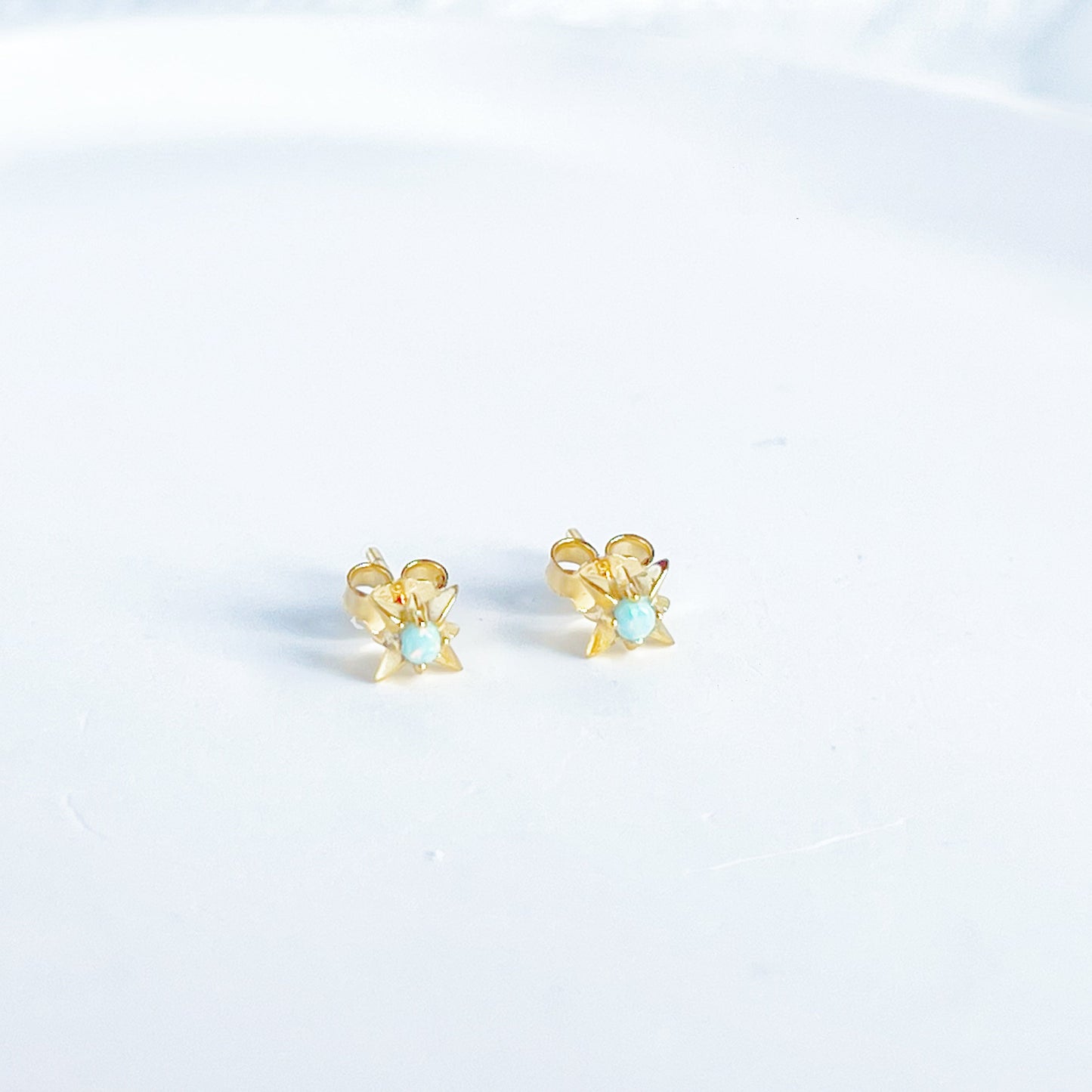 Mini Opal North Star Stud Earrings - October Birthstone-Ninaouity