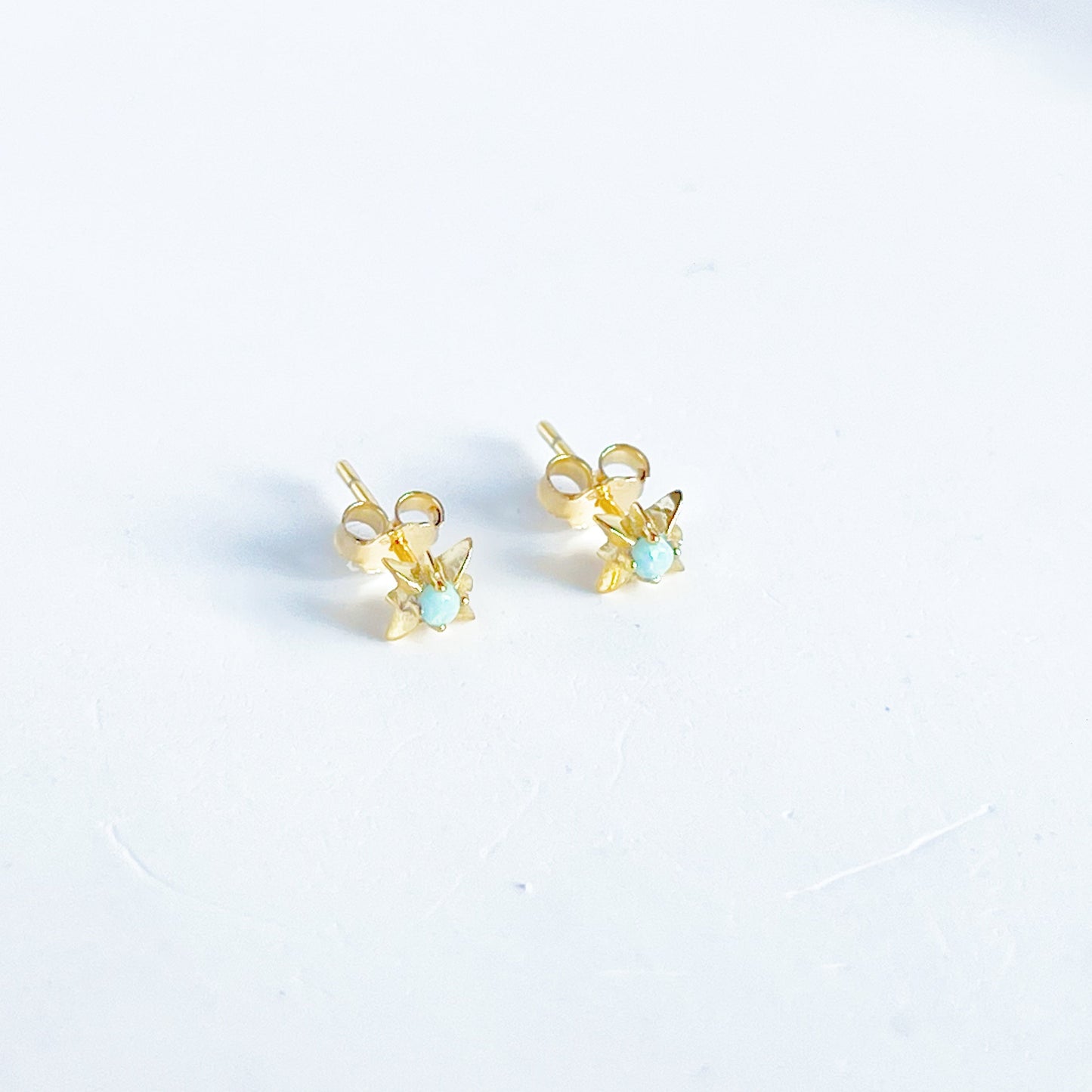 Mini Opal North Star Stud Earrings - October Birthstone-Ninaouity