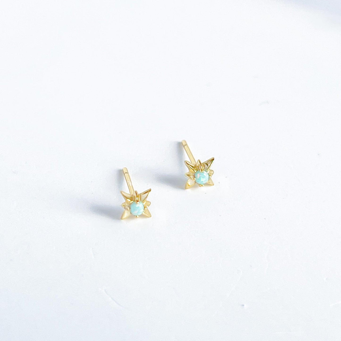 Mini Opal North Star Stud Earrings - October Birthstone-Ninaouity