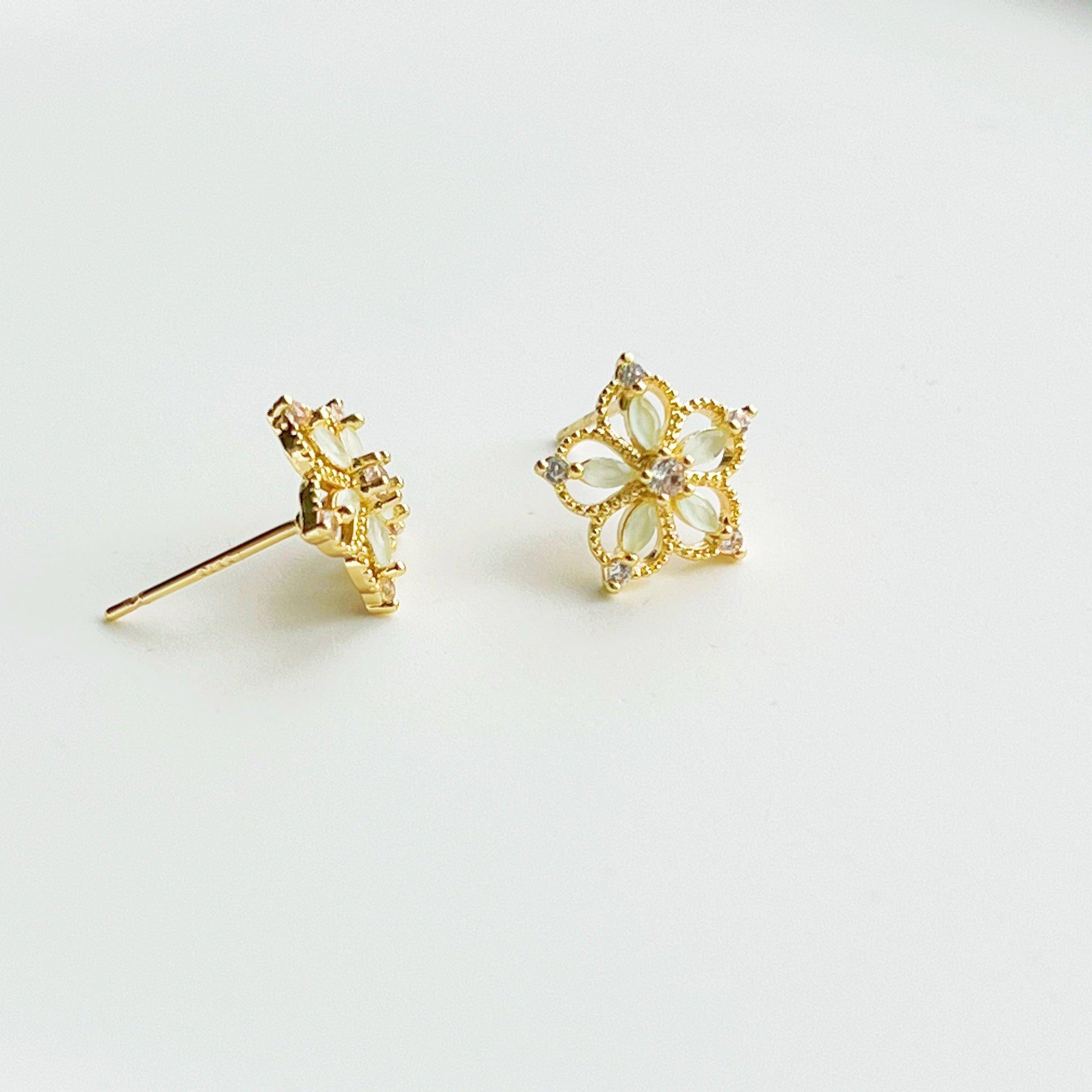 Mini Pear Flower Earrings - Tiny Size Sterling Silver Stud Earrings-Ninaouity