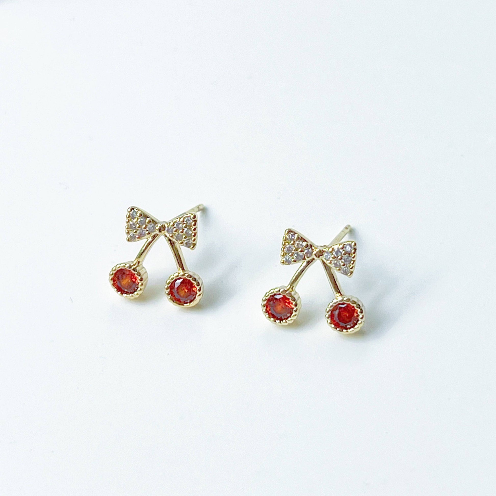 Mini Red Cherry Stud Earrings-Ninaouity