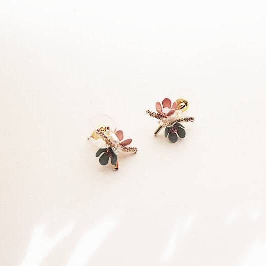 Mini Spring Flower Bouquet Earrings - Sterling Silver Stud Earrings-Ninaouity