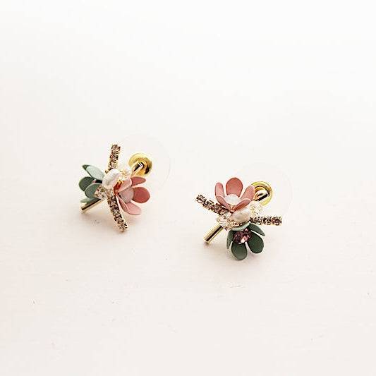 Mini Spring Flower Bouquet Earrings - Sterling Silver Stud Earrings-Ninaouity