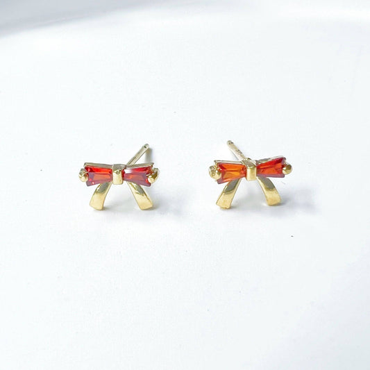 Mini Zircon Bow Tie Earrings-Ninaouity