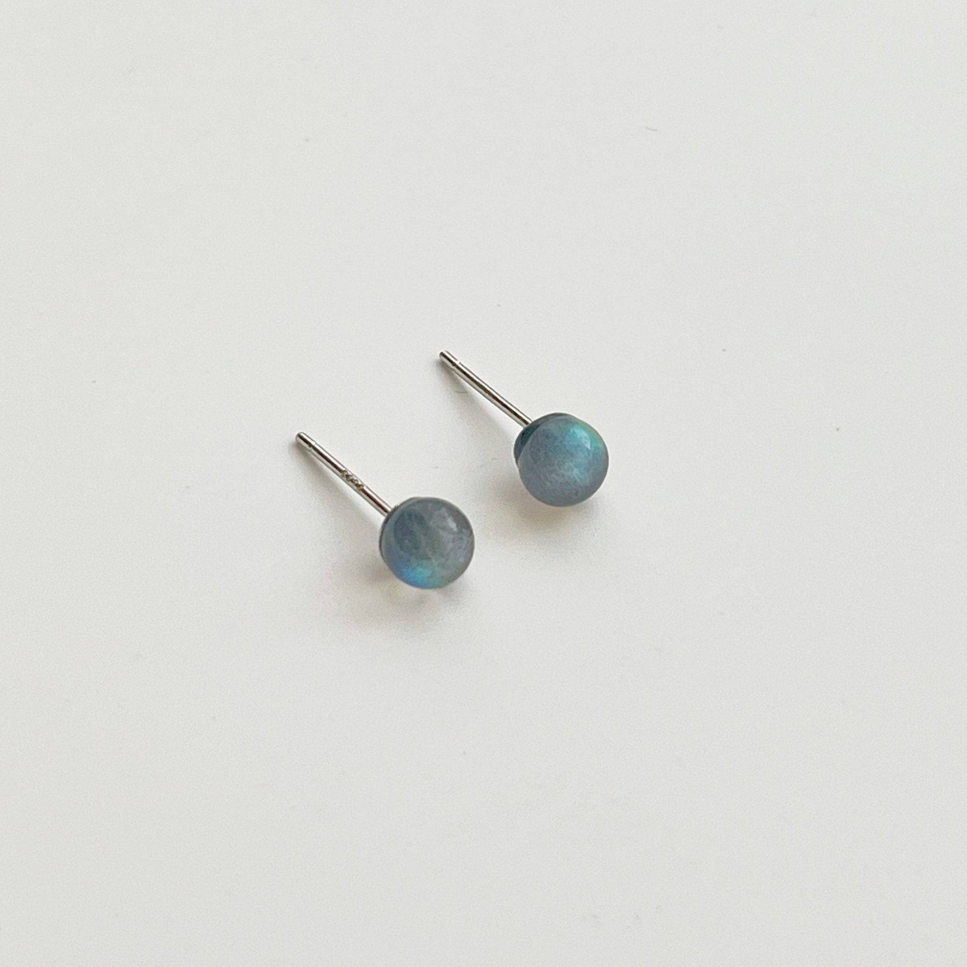 Moonstone Earrings - Pearly Gemstone Studs - June Birthstone Gift-Ninaouity