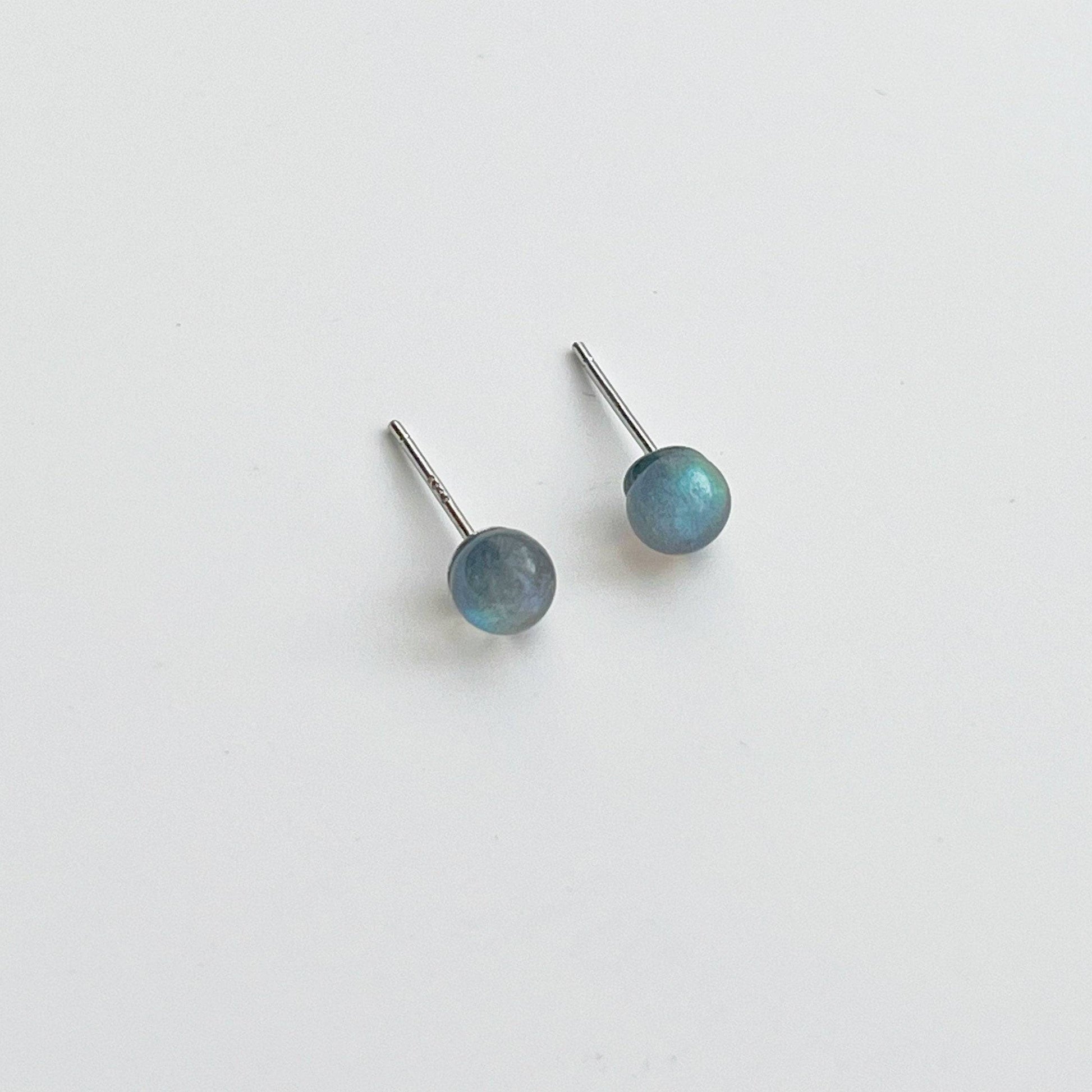 Moonstone Earrings - Pearly Gemstone Studs - June Birthstone Gift-Ninaouity