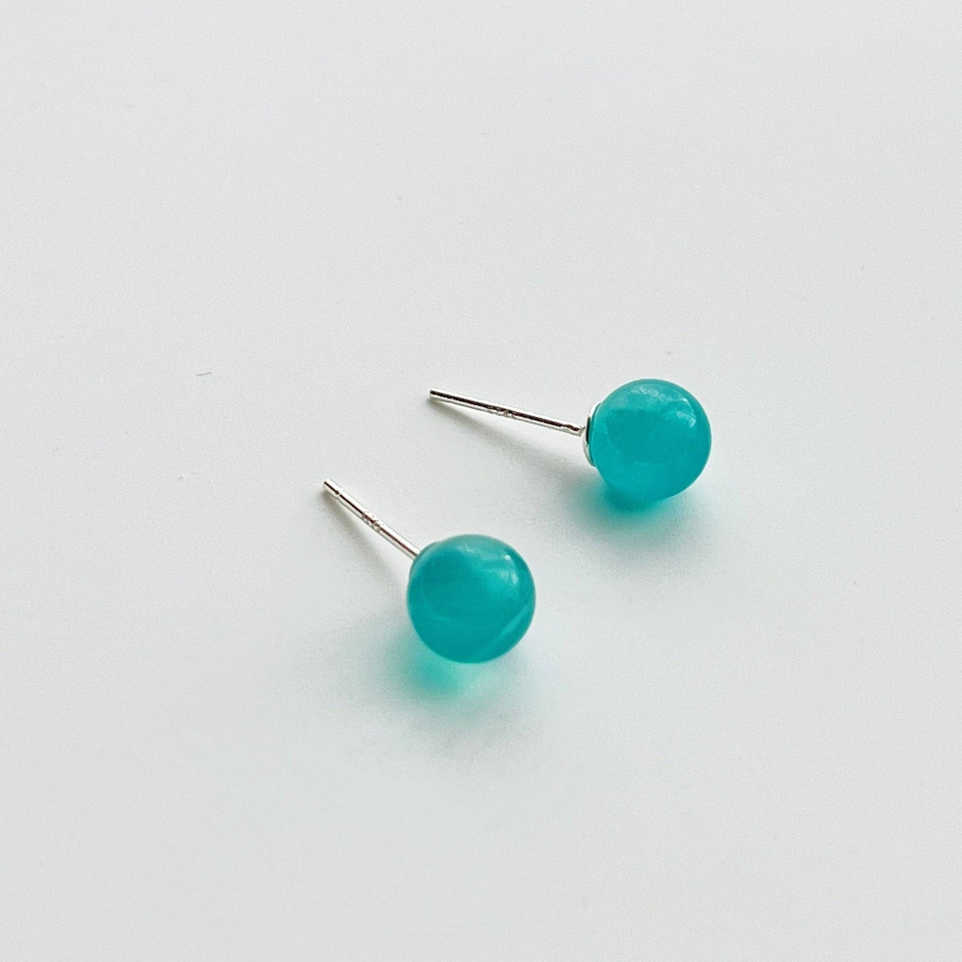 Natural Amazonite Gemstone Stud Earrings-Ninaouity