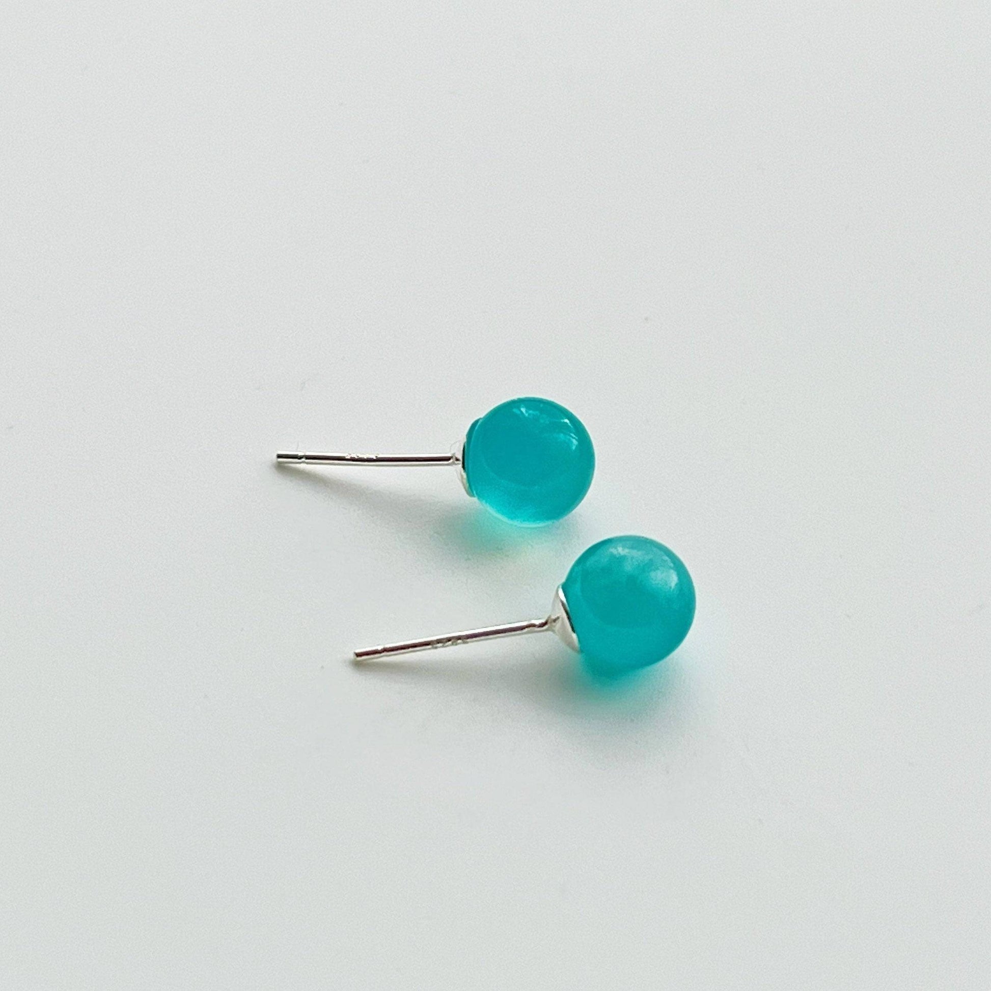 Natural Amazonite Gemstone Stud Earrings-Ninaouity