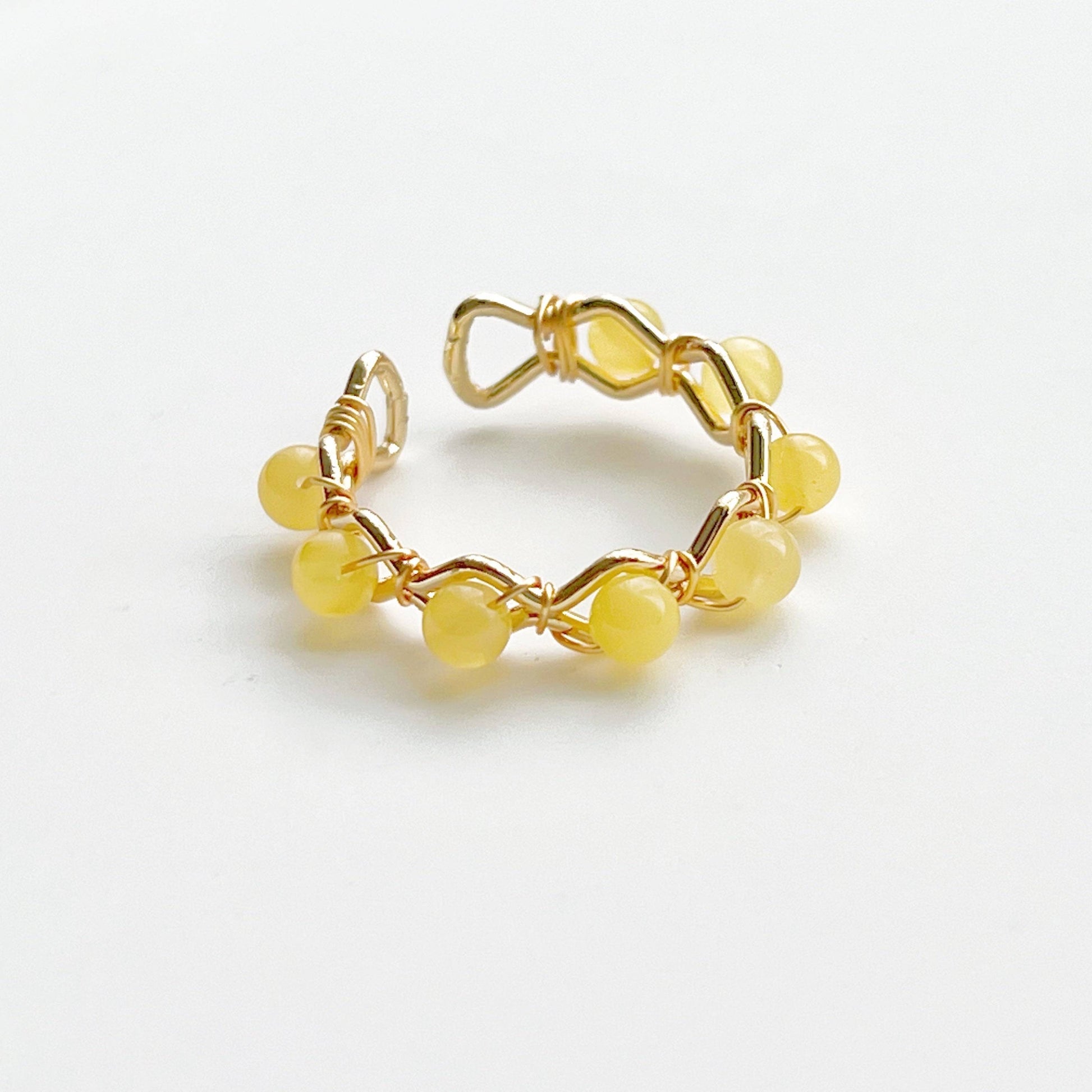 Natural Amber Gemstone Stone Ring-Ninaouity