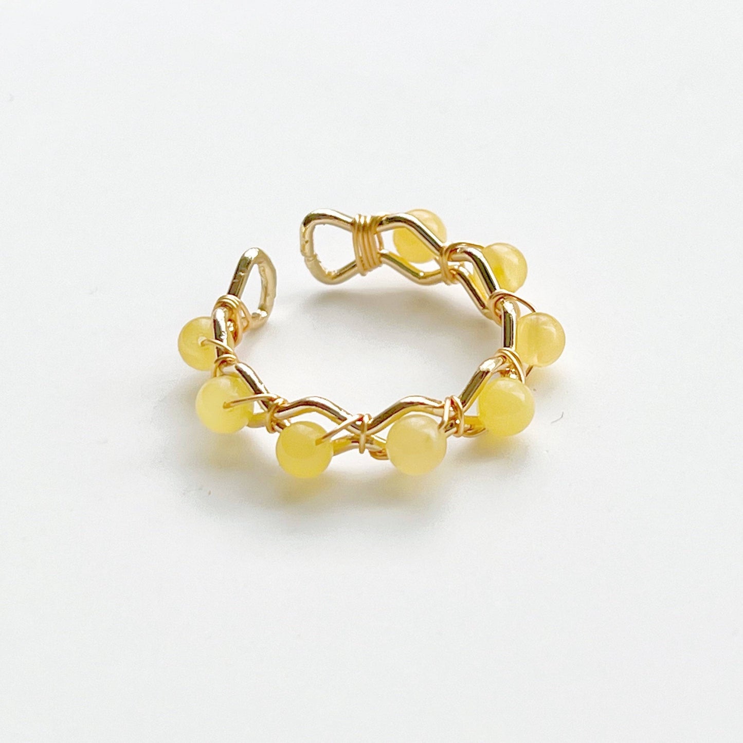 Natural Amber Gemstone Stone Ring-Ninaouity