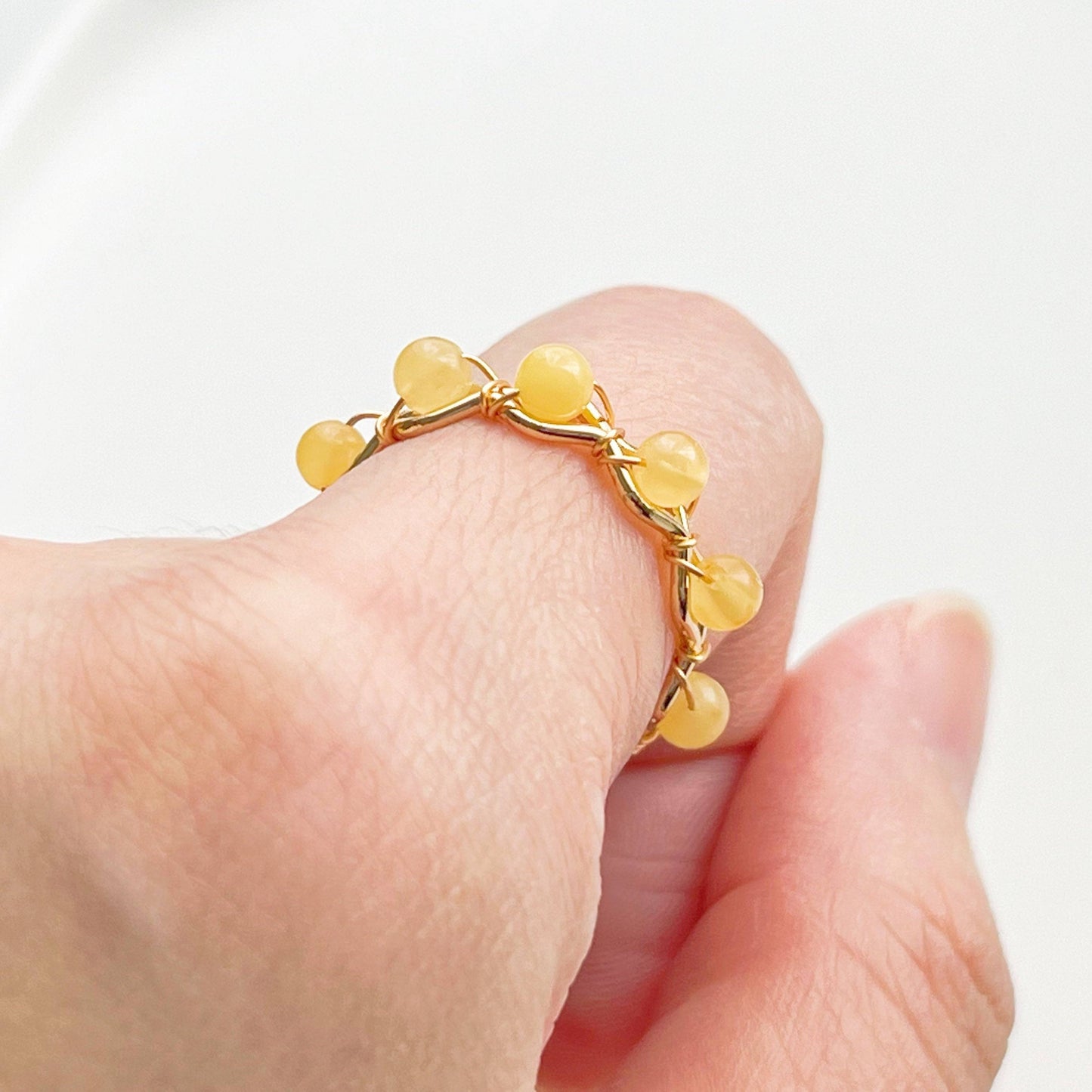 Natural Amber Gemstone Stone Ring-Ninaouity