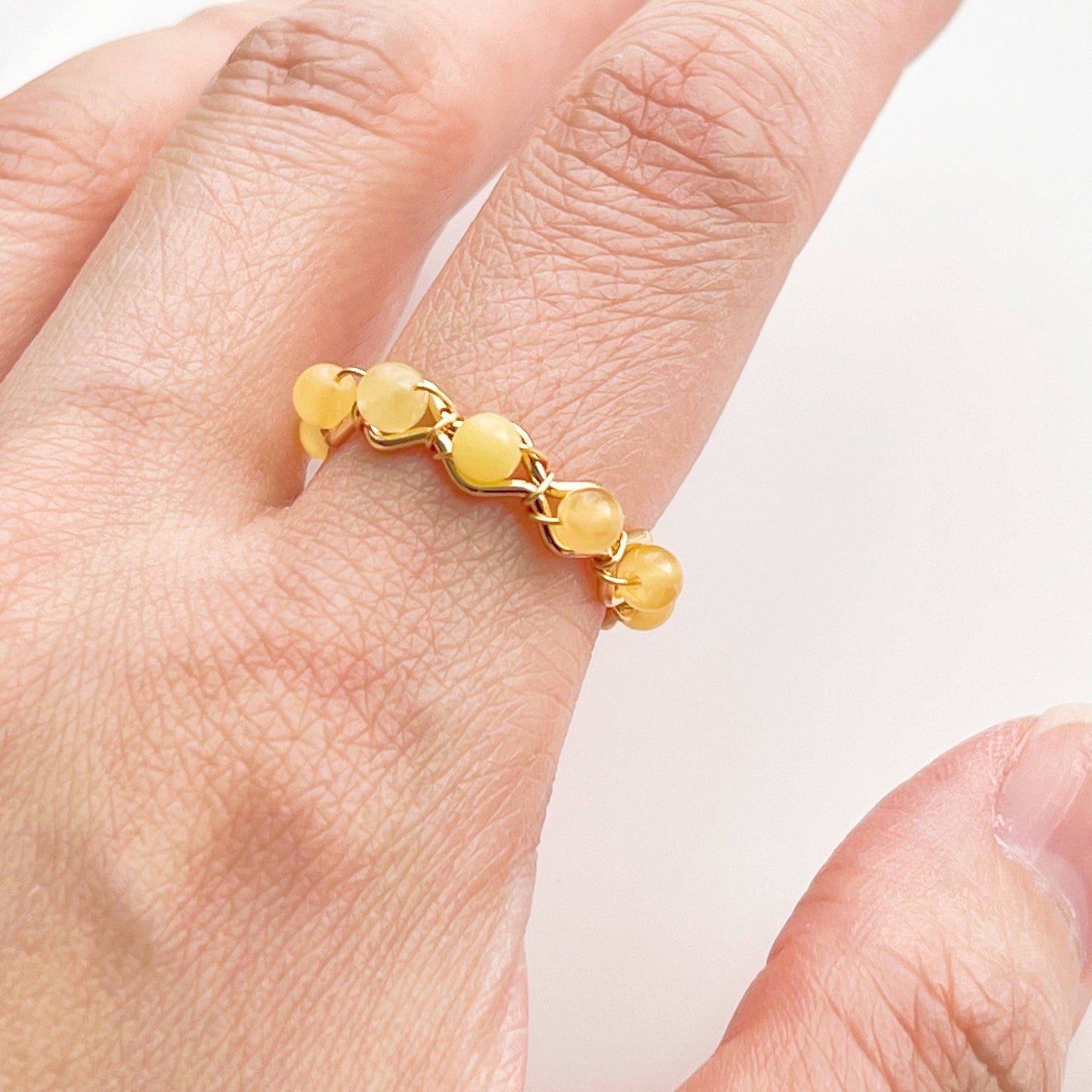 Natural Amber Gemstone Stone Ring-Ninaouity