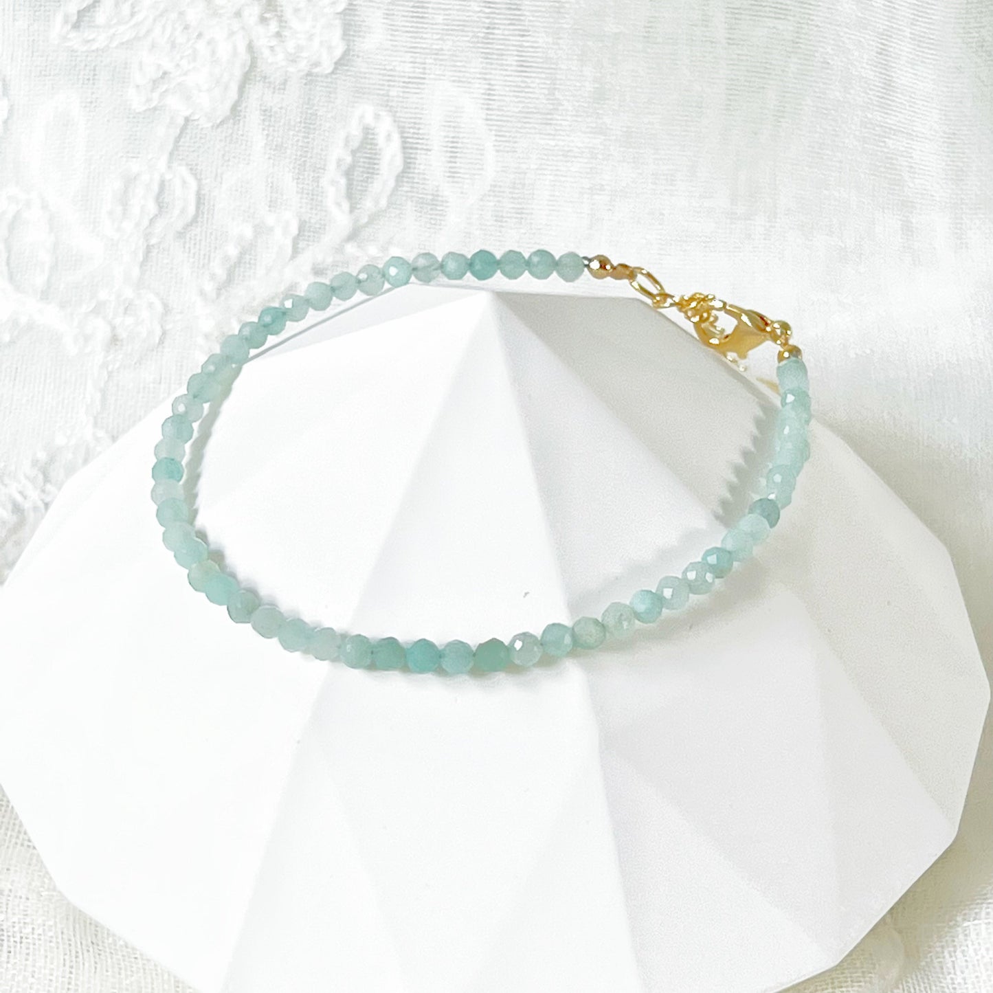 Natural Aquamarine Gemstone Beaded Bracelet-Ninaouity