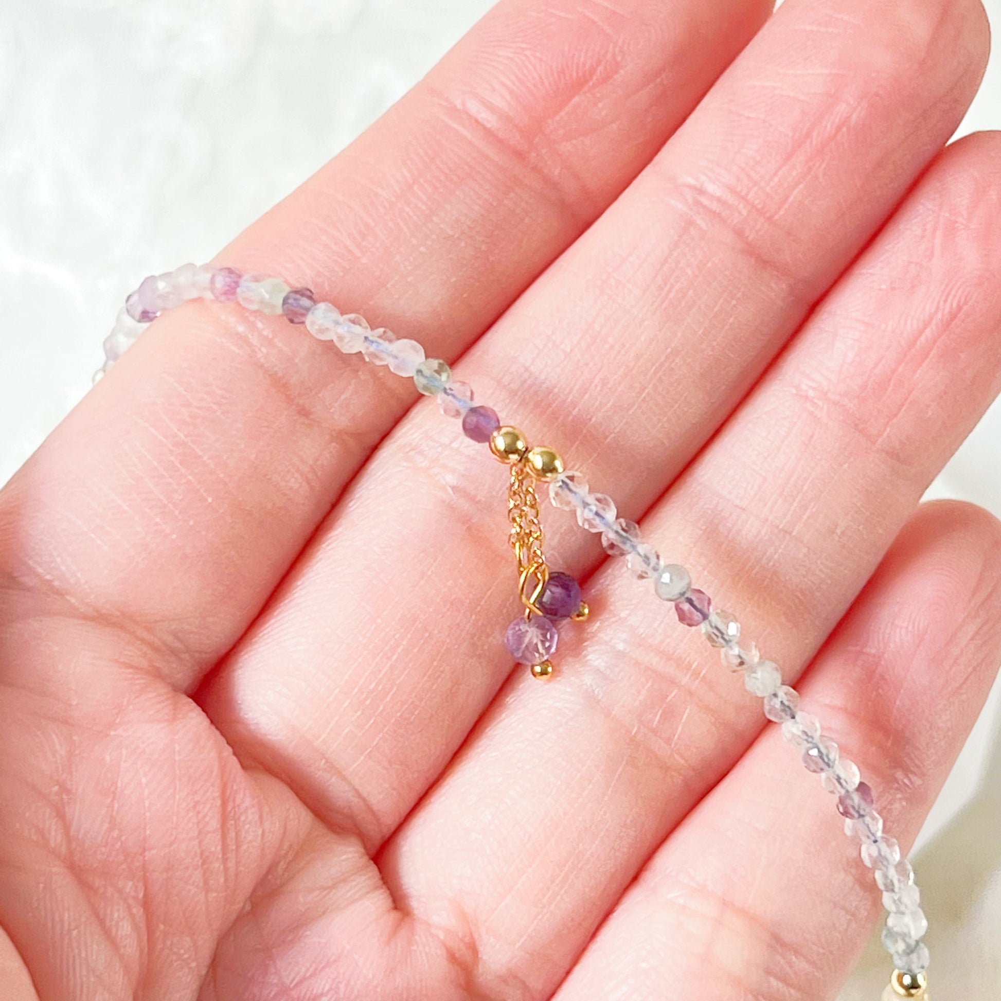 Natural Fluorite Gemstone Beaded Anklet-Ninaouity