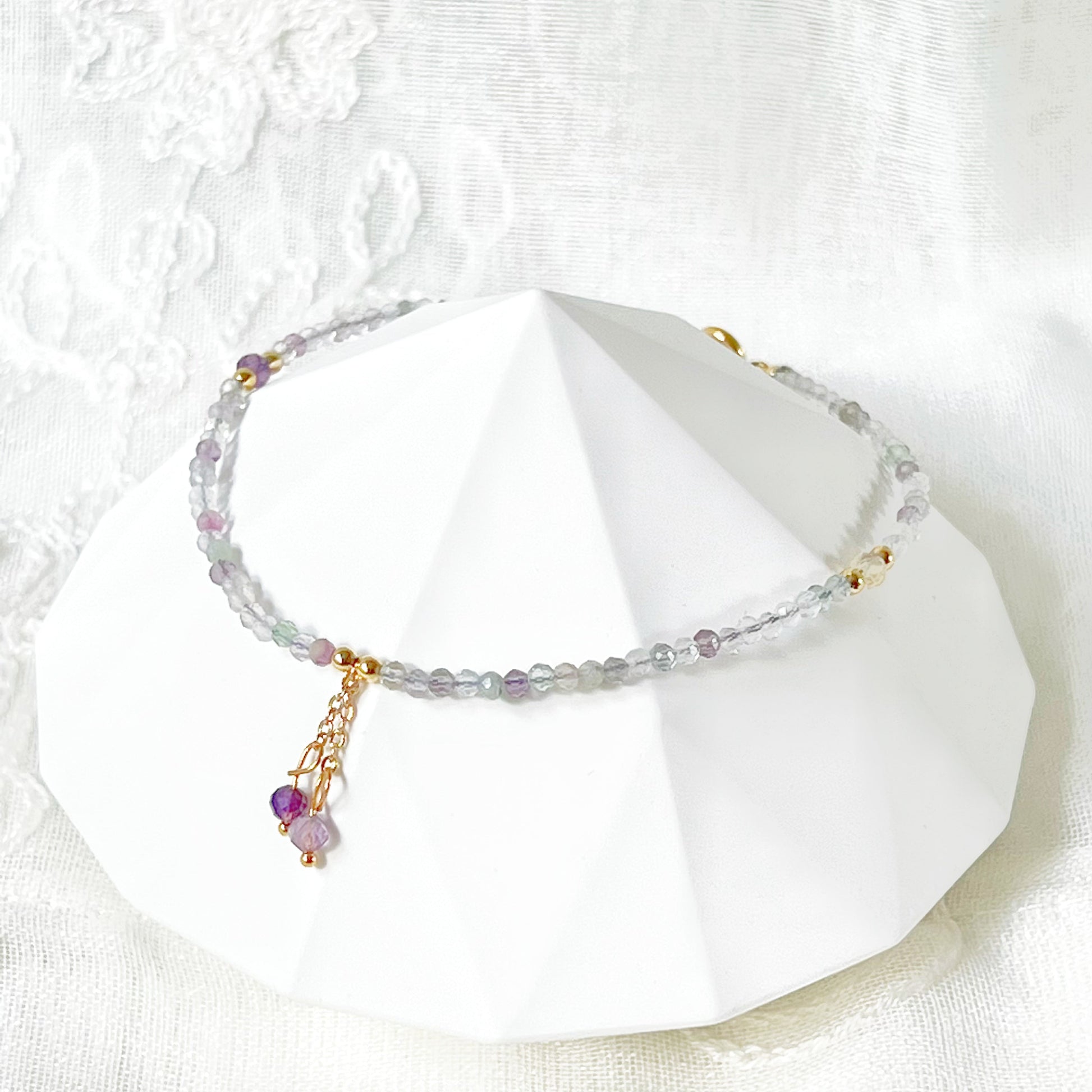 Natural Fluorite Gemstone Beaded Anklet-Ninaouity