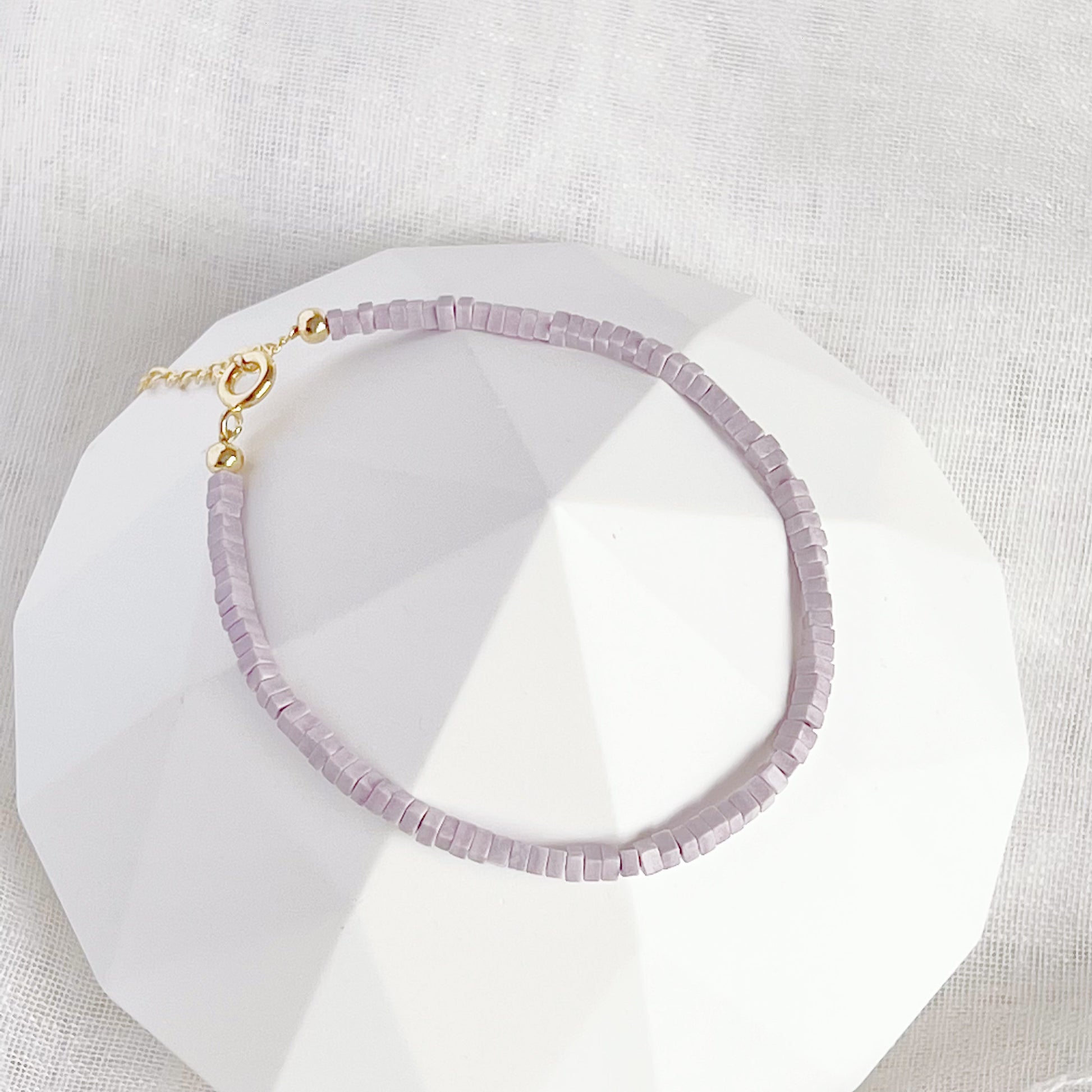 Natural Purple Mica Square Beaded Bracelet-Ninaouity