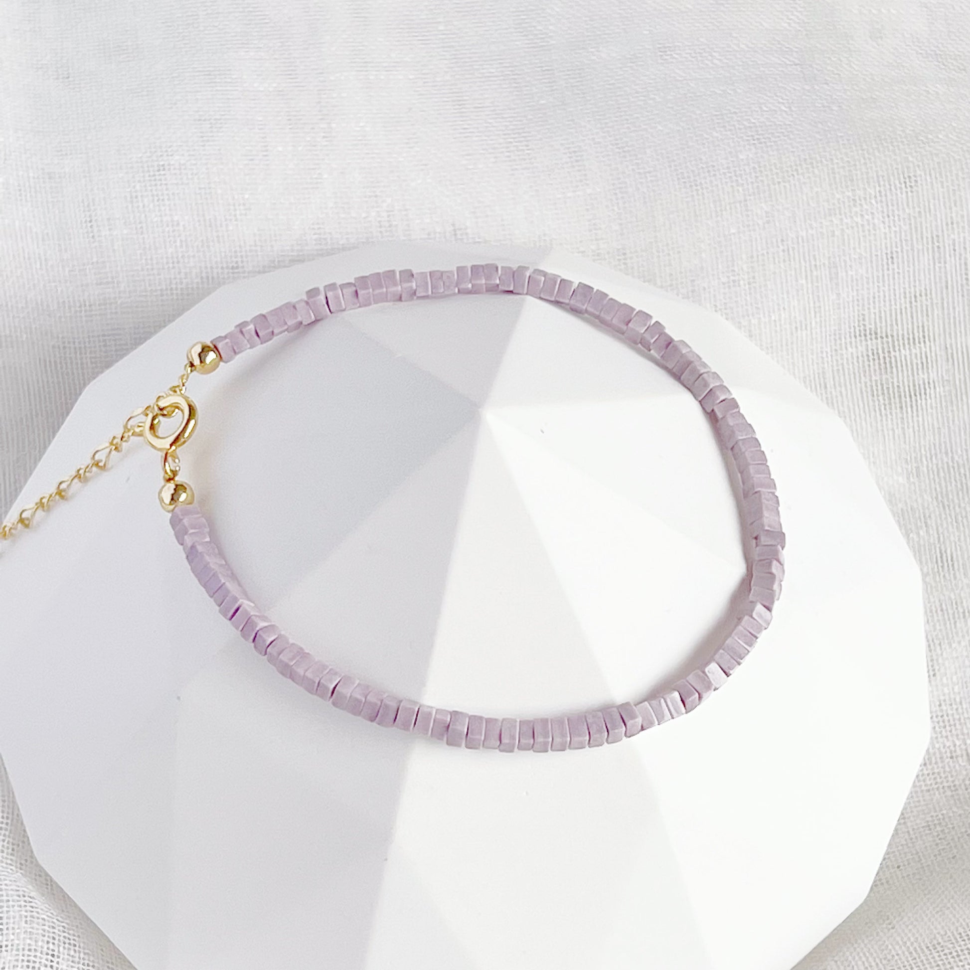 Natural Purple Mica Square Beaded Bracelet-Ninaouity