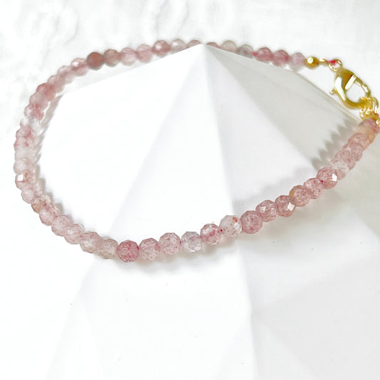 Natural Strawberry Quartz Beaded Bracelet-Ninaouity