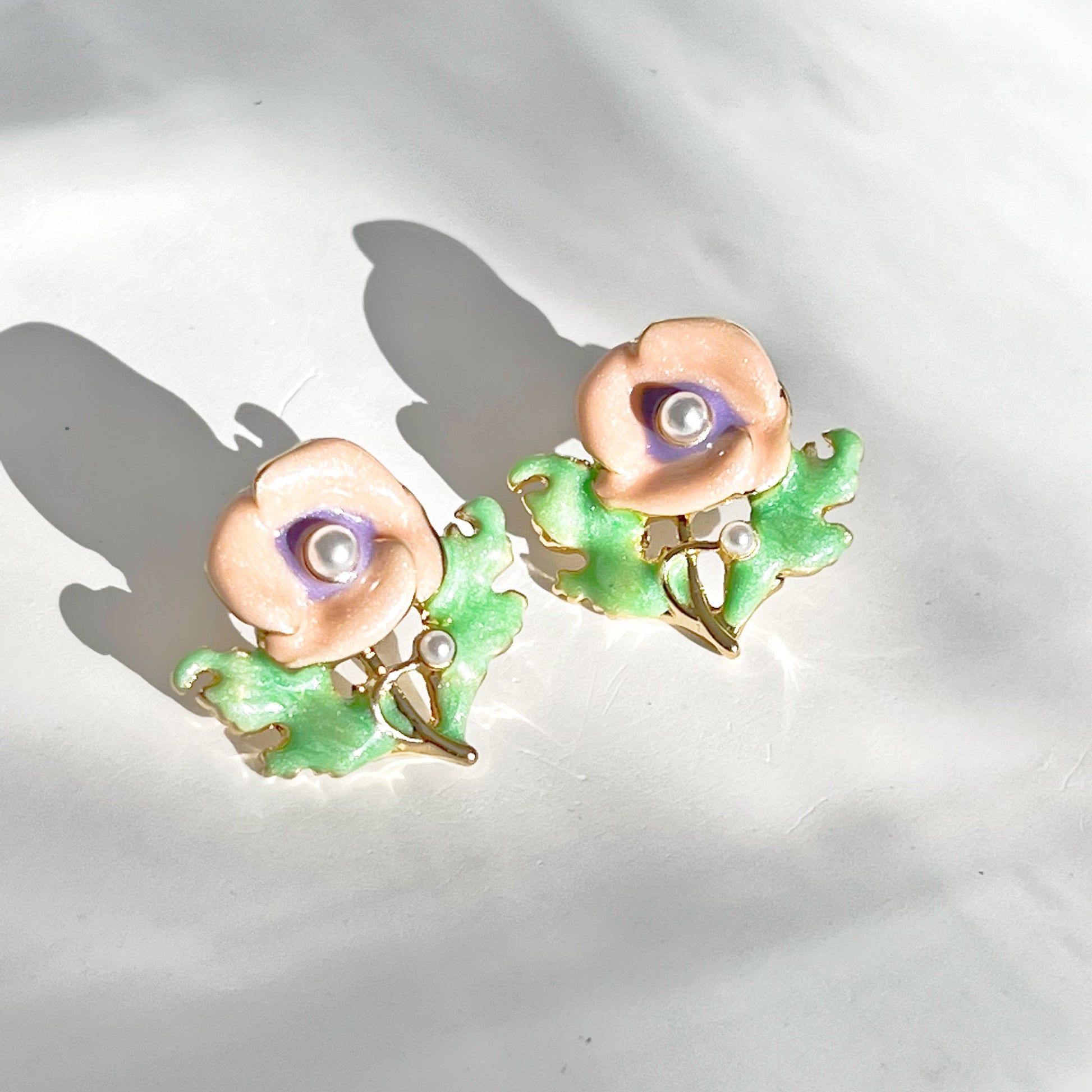 Orange Poppy Flower Stud Earrings-Ninaouity