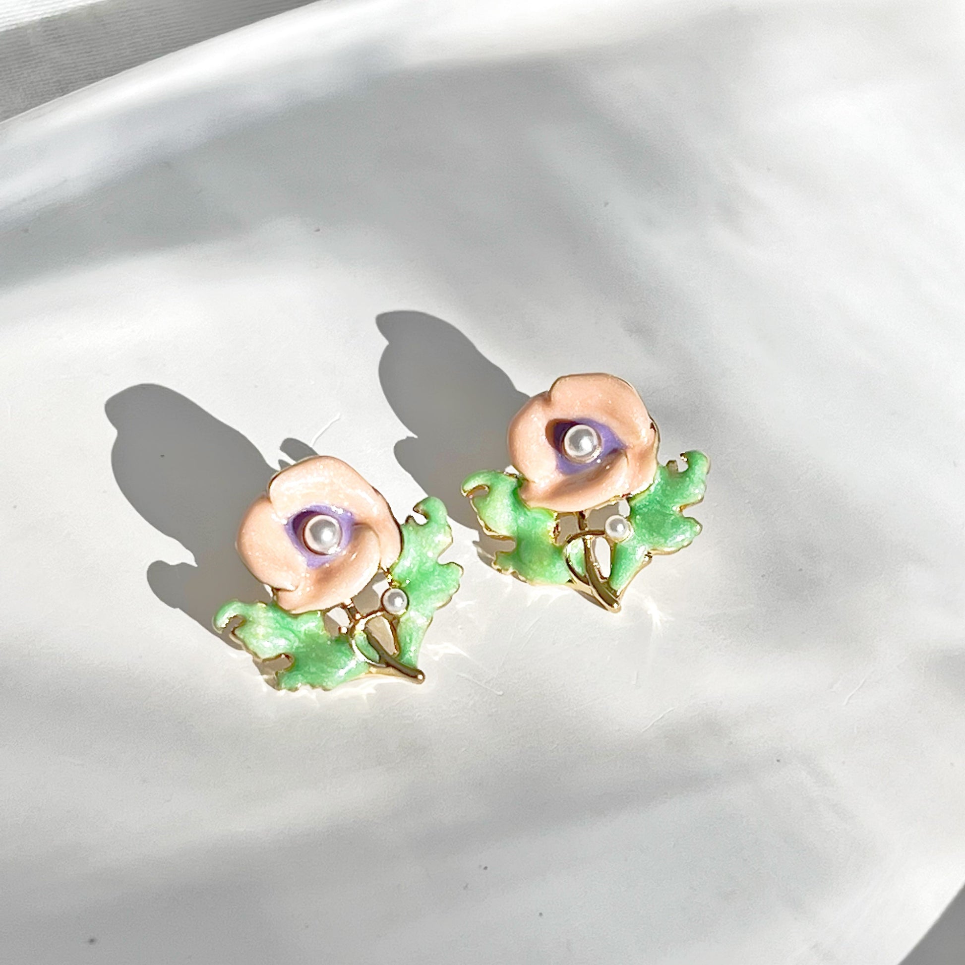 Orange Poppy Flower Stud Earrings-Ninaouity