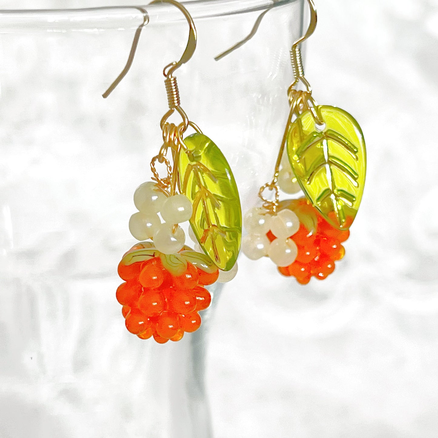 Orange Wild Berry Drop Earrings-Ninaouity