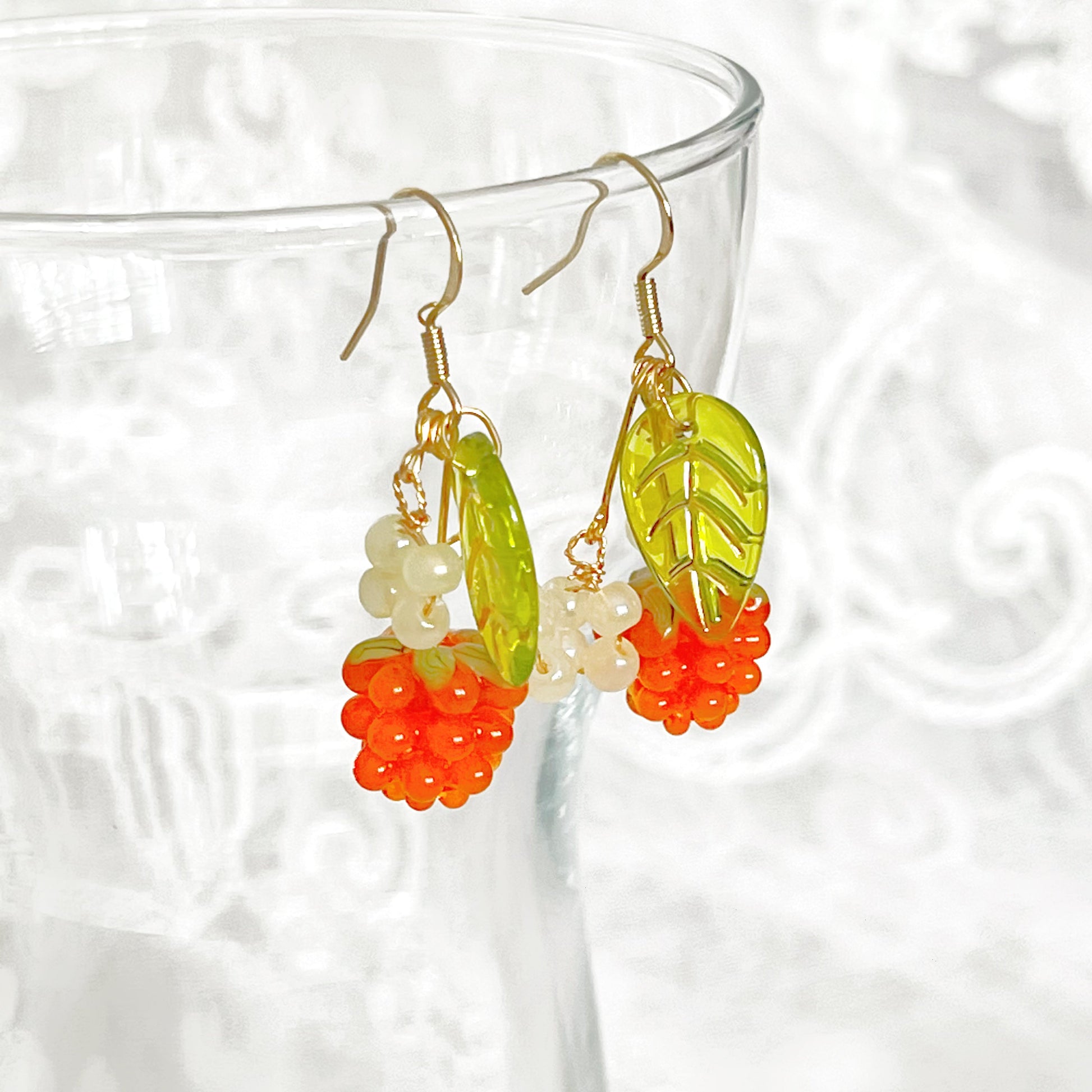 Orange Wild Berry Drop Earrings-Ninaouity