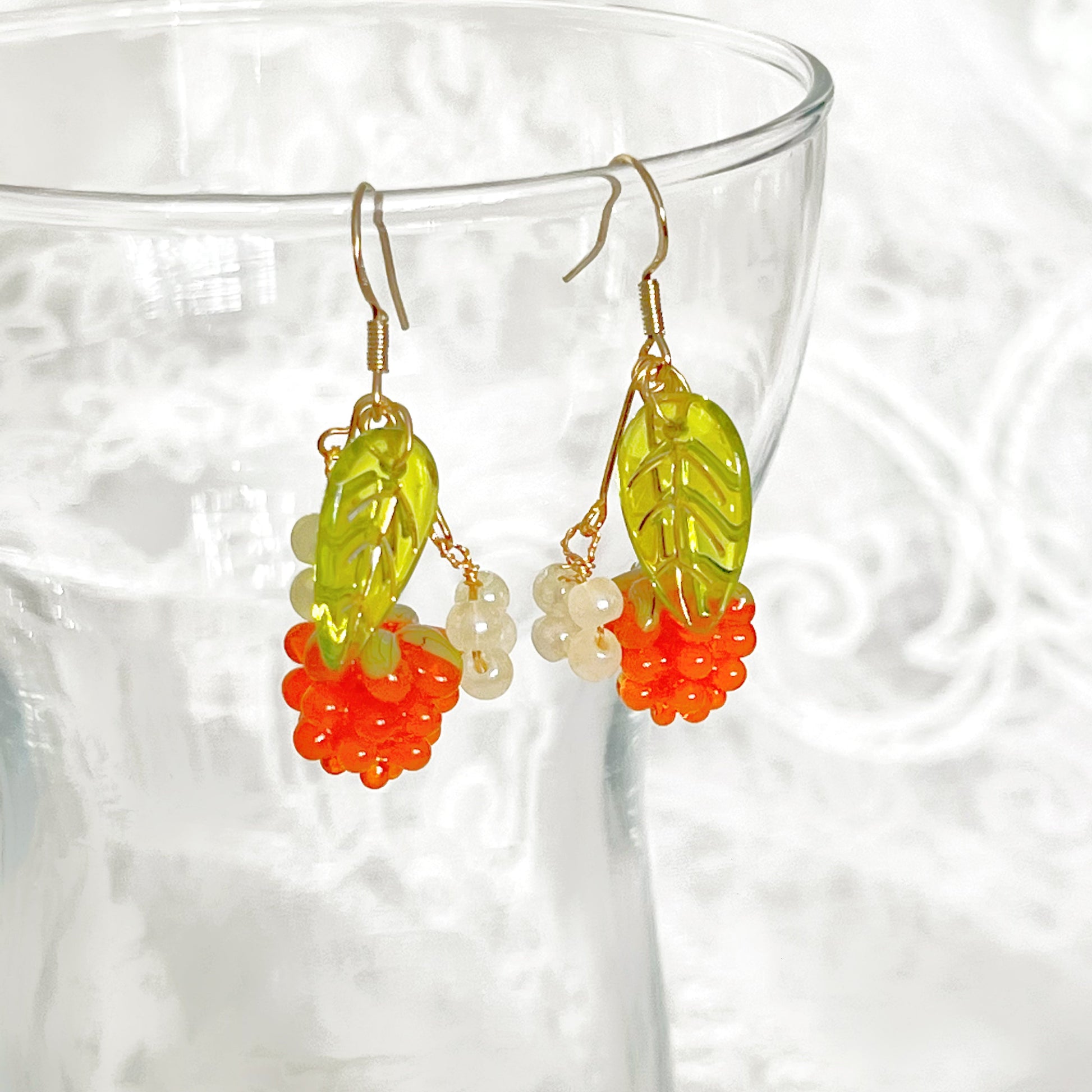 Orange Wild Berry Drop Earrings-Ninaouity