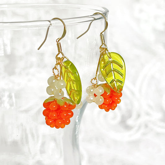 Orange Wild Berry Drop Earrings-Ninaouity