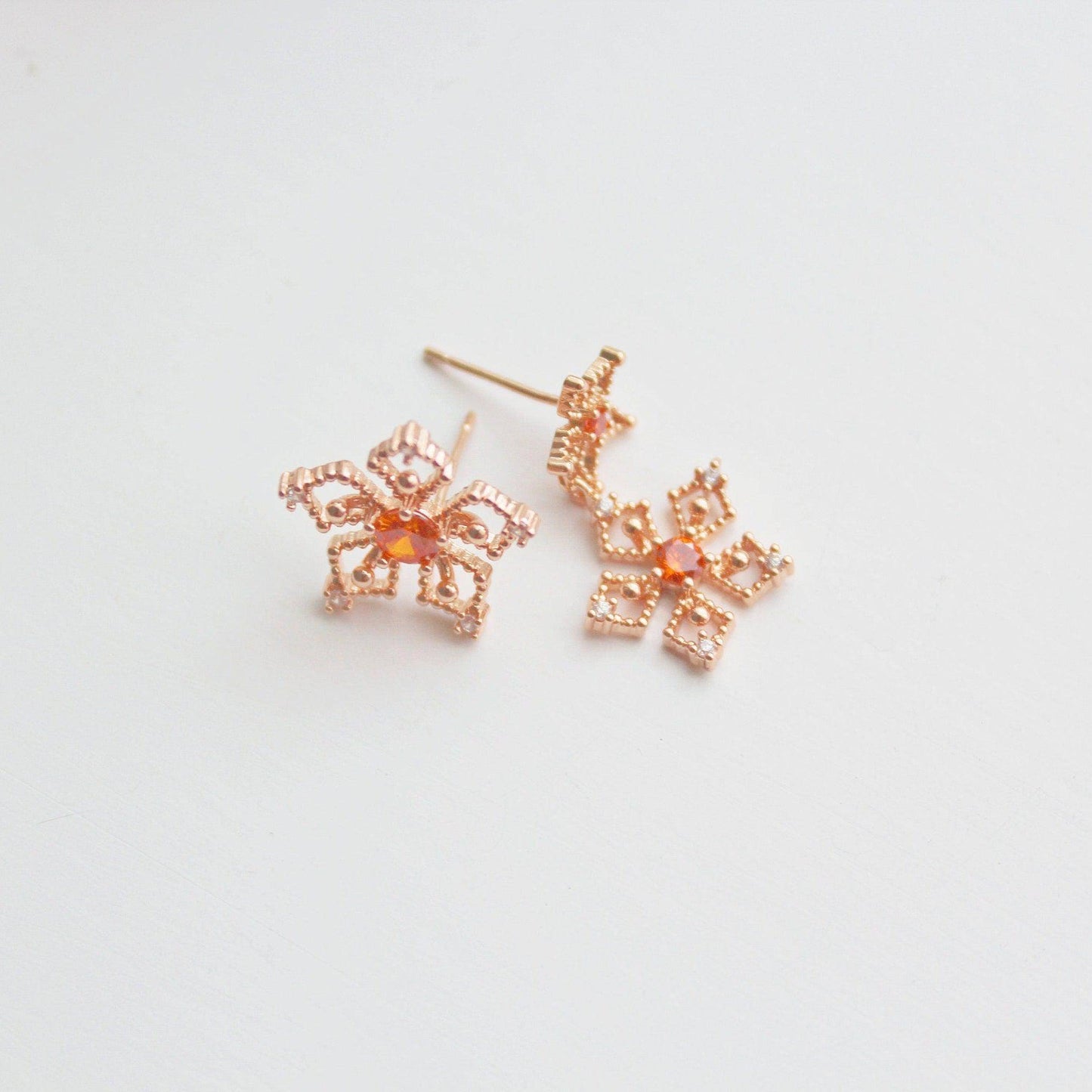 Pentas Flower Earrings - Star Flower Red Crystal Drop Earrings-Ninaouity
