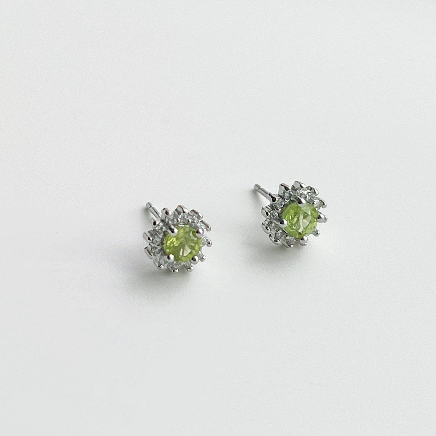 Peridot Earrings - Green Gemstone Studs - August Birthstone Gift-Ninaouity