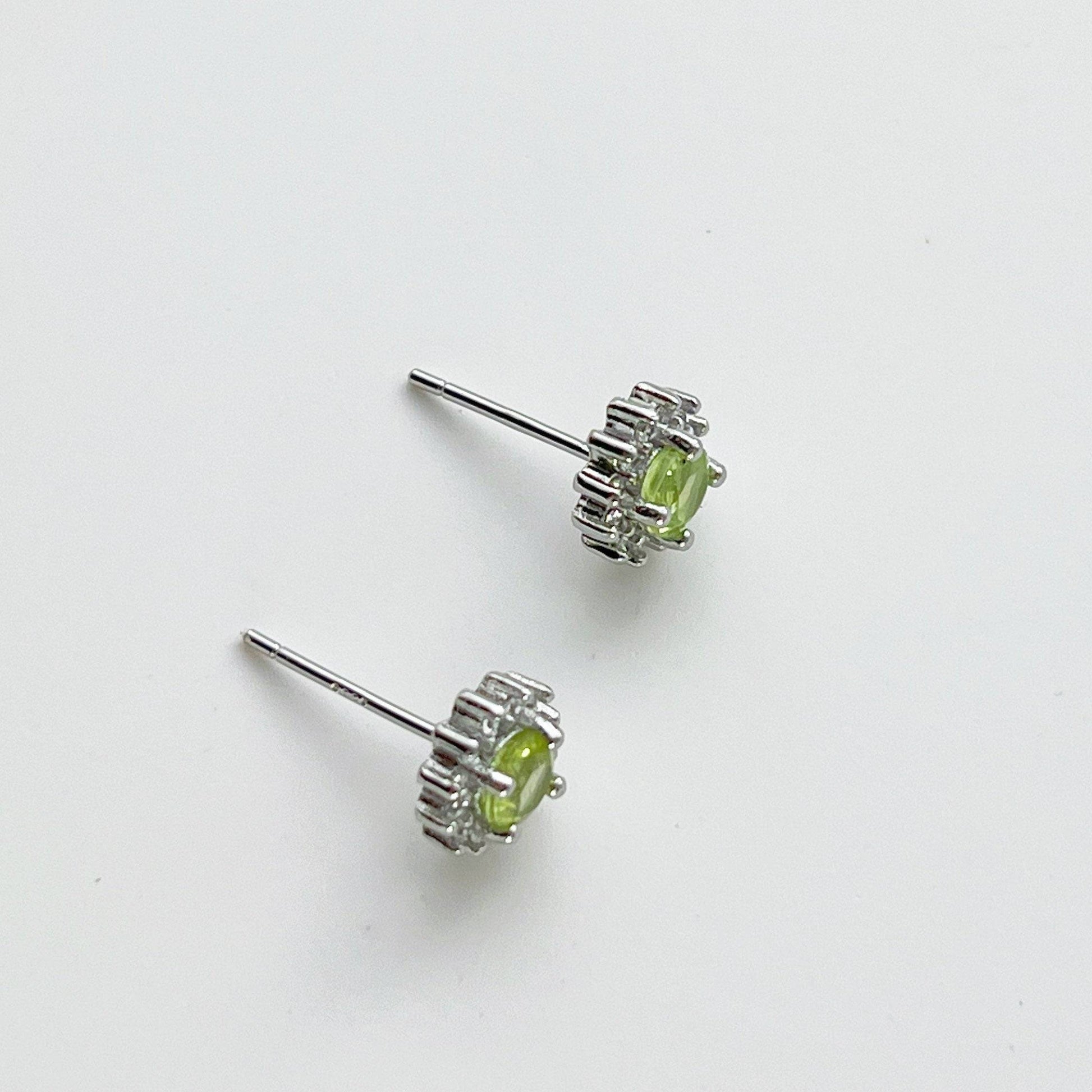 Peridot Earrings - Green Gemstone Studs - August Birthstone Gift-Ninaouity