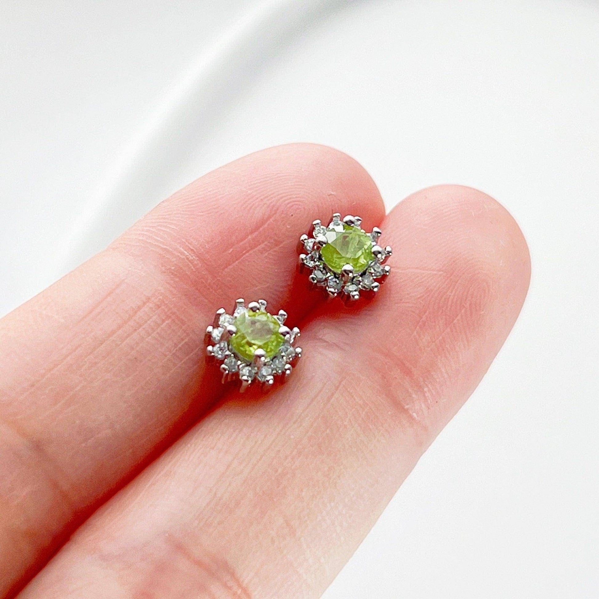 Peridot Earrings - Green Gemstone Studs - August Birthstone Gift-Ninaouity