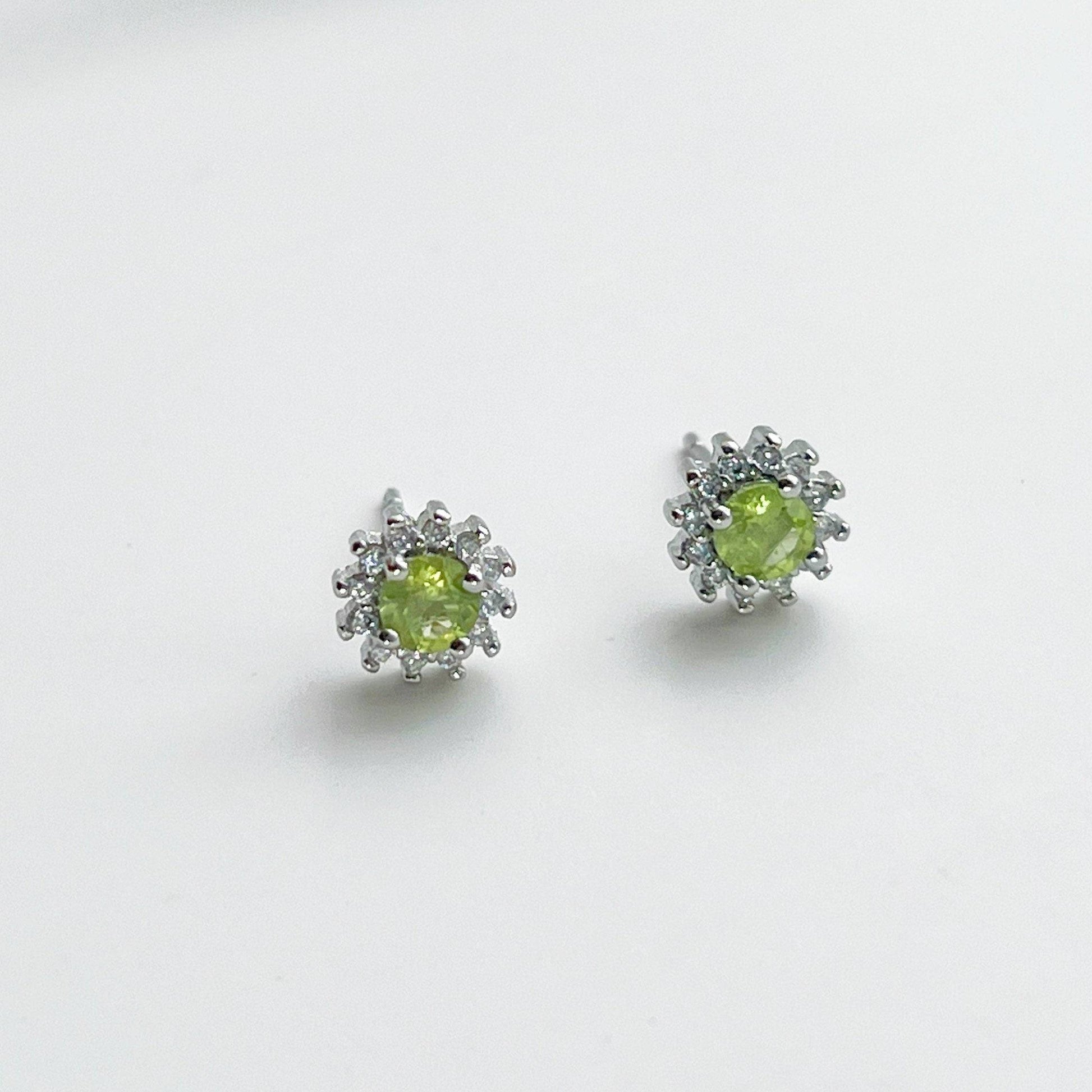 Peridot Earrings - Green Gemstone Studs - August Birthstone Gift-Ninaouity