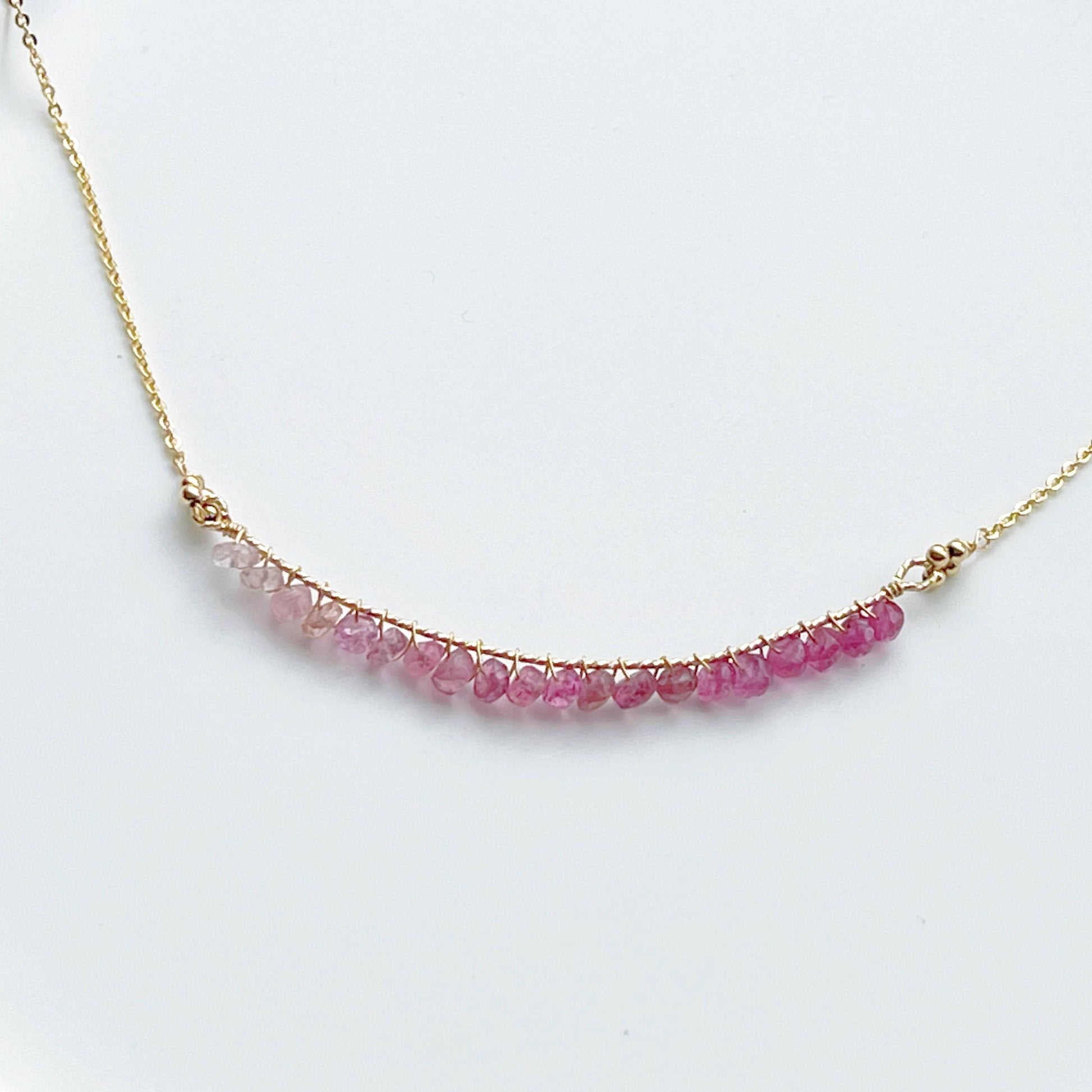 Pink Tourmaline Bar Necklace-Ninaouity
