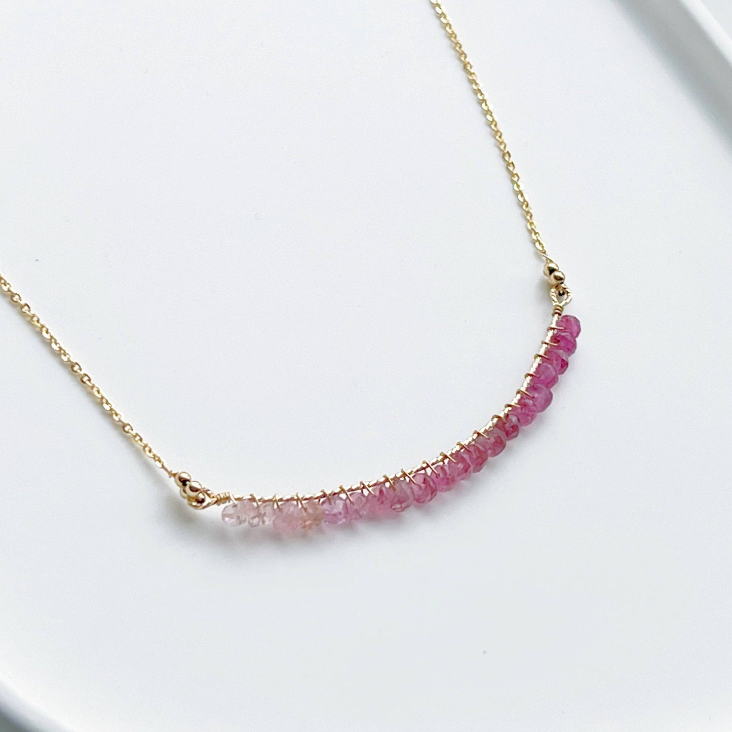 Pink Tourmaline Bar Necklace-Ninaouity