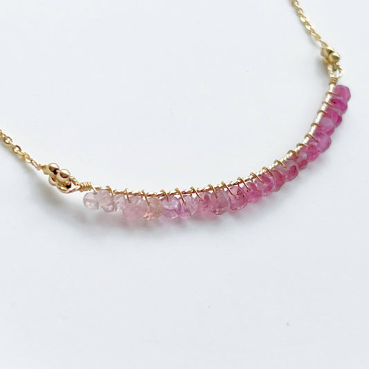 Pink Tourmaline Bar Necklace-Ninaouity